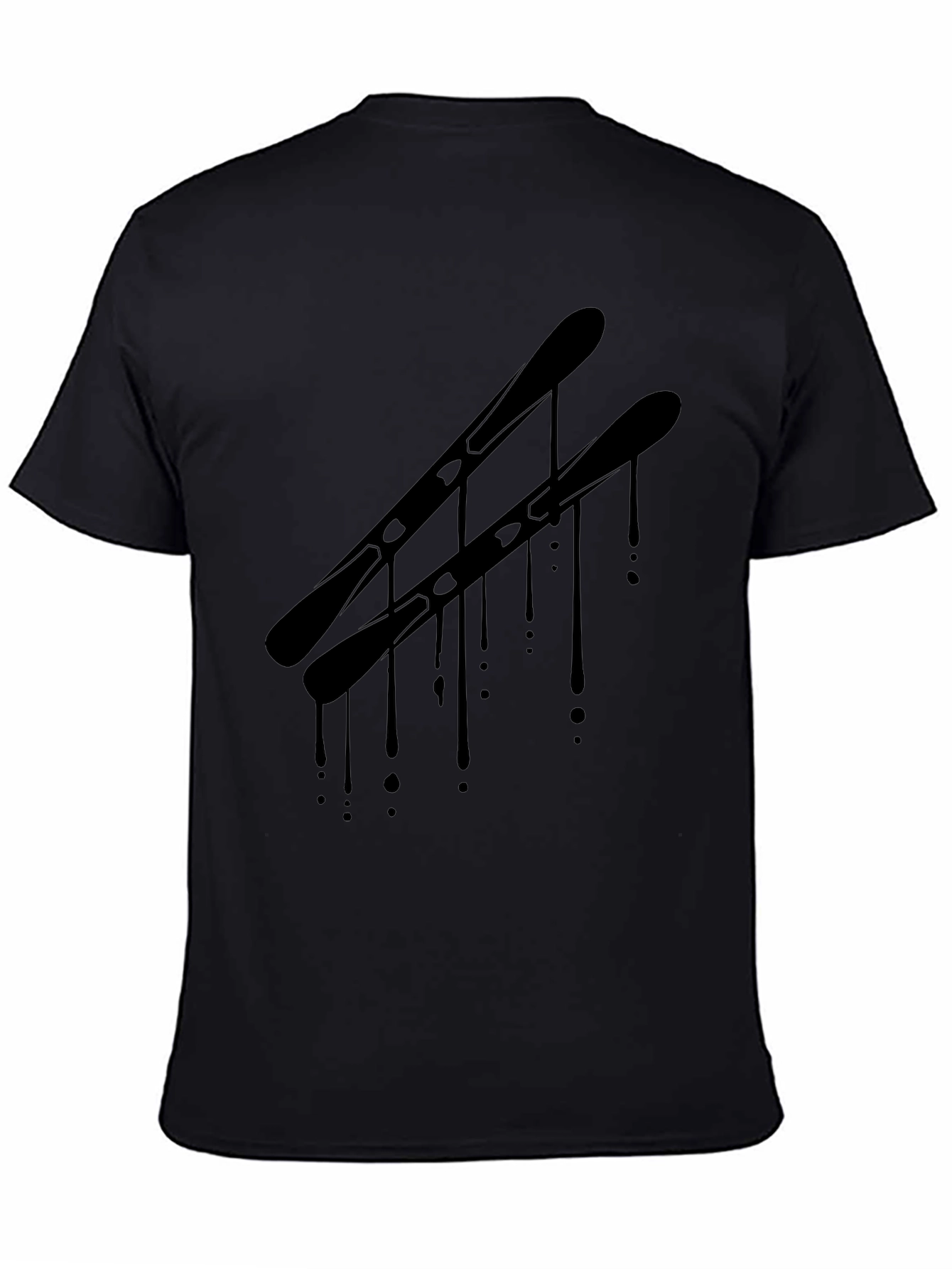 Mens Black Graphic Tee - Ski Drip Design