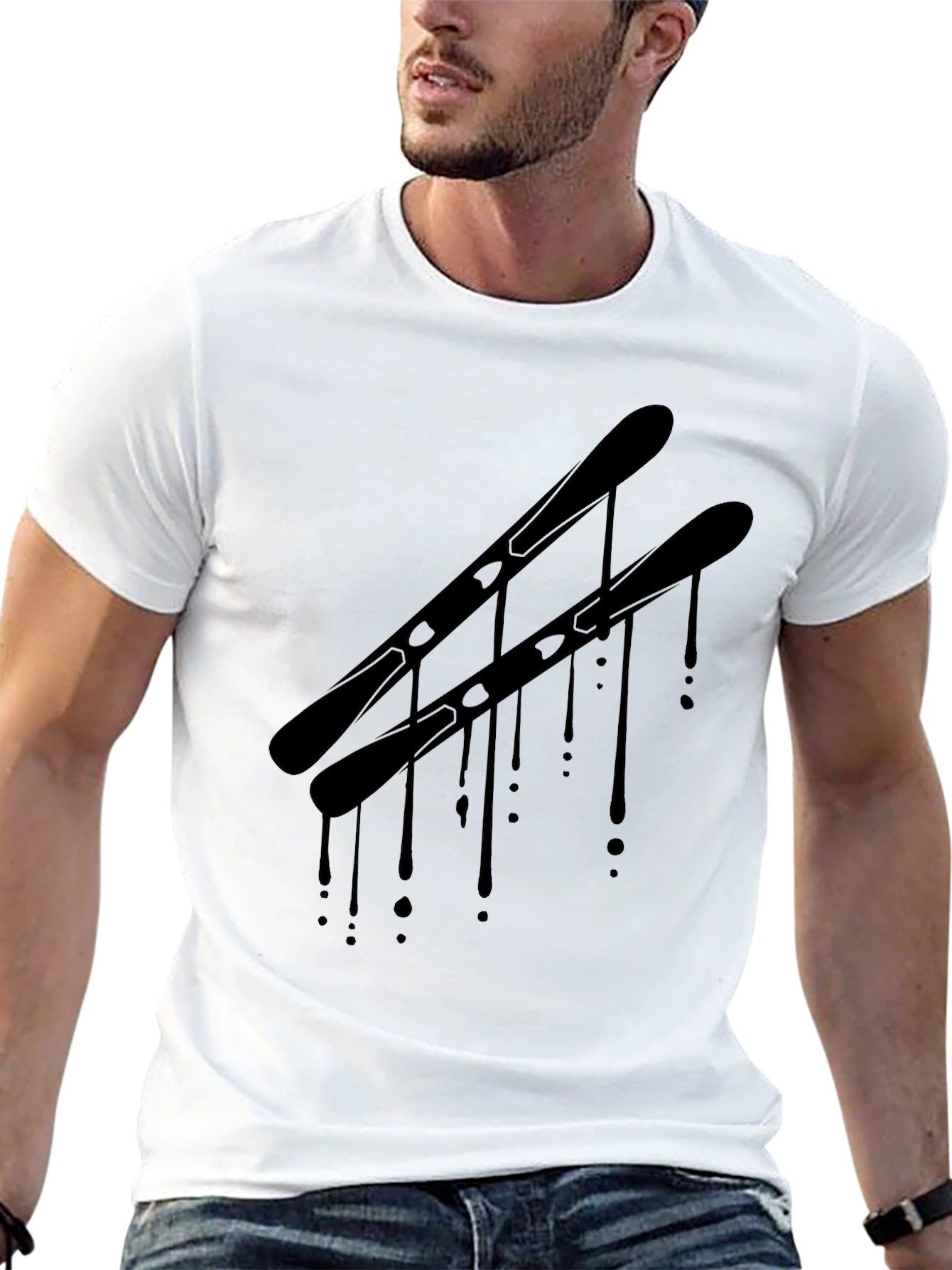 Mens Black Graphic Tee - Ski Drip Design