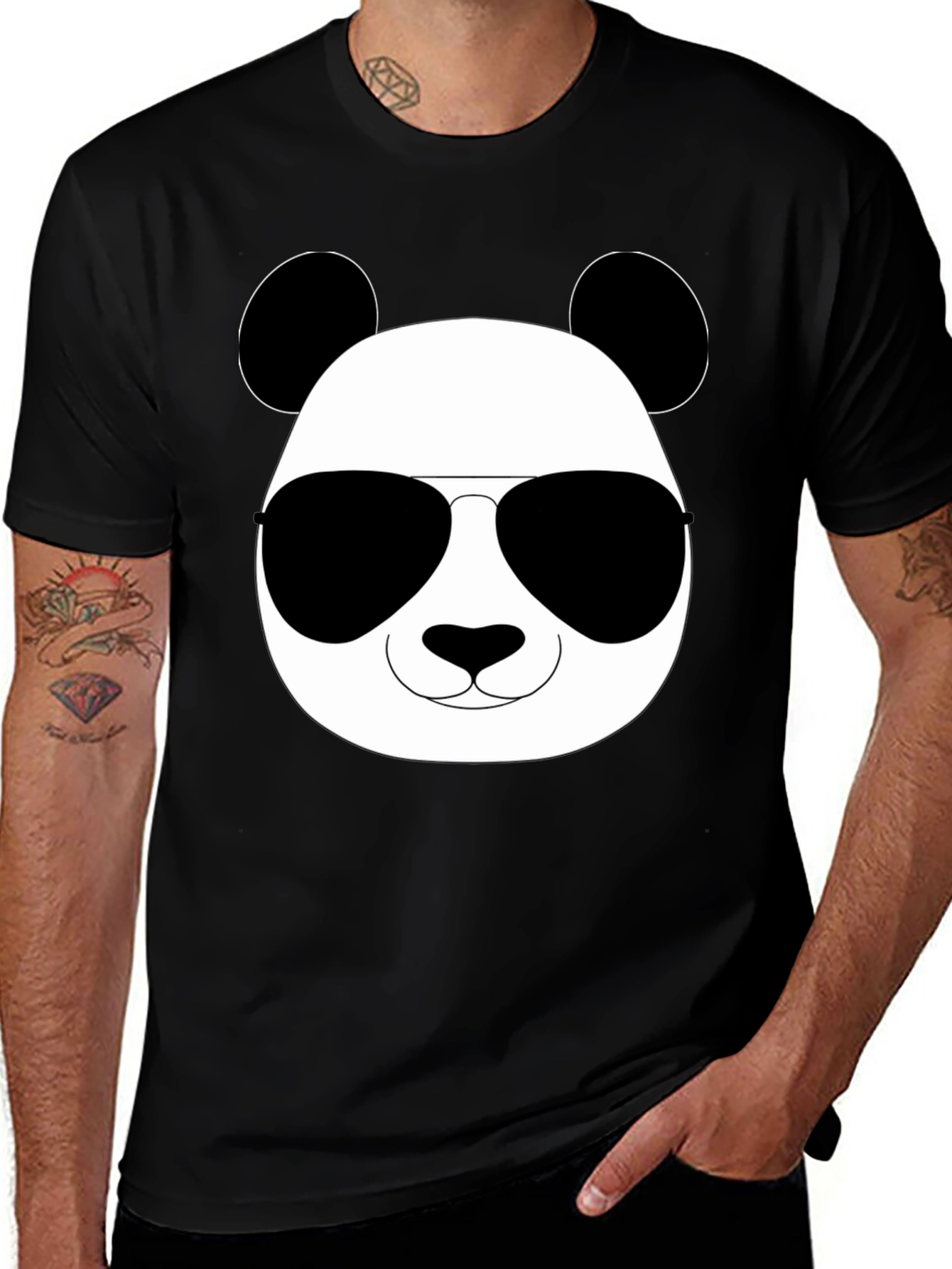 Cool Panda Graphic Tee - Black Cotton Blend