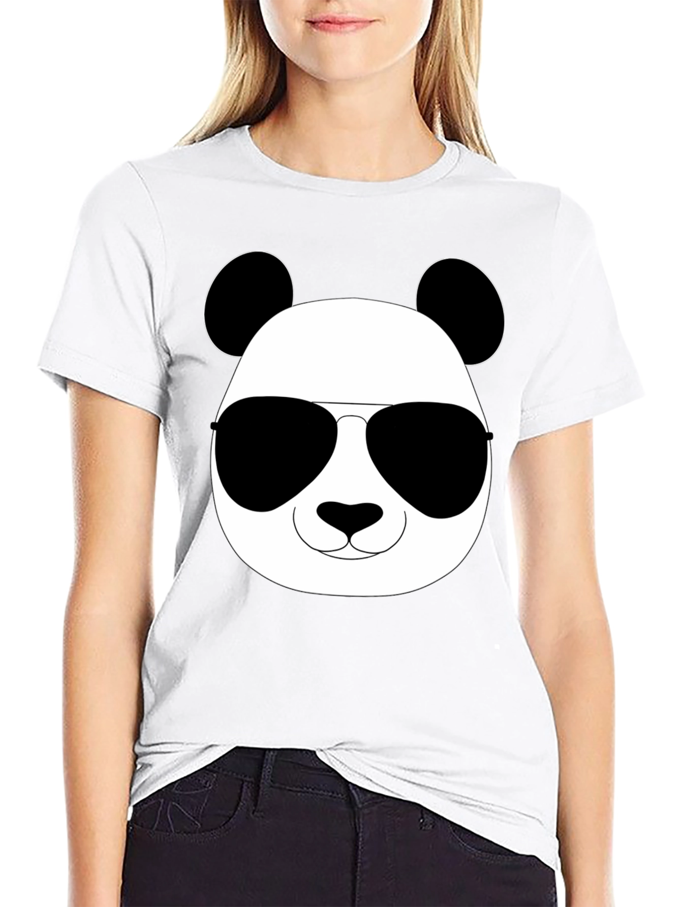 Cool Panda Graphic Tee - Black Cotton Blend