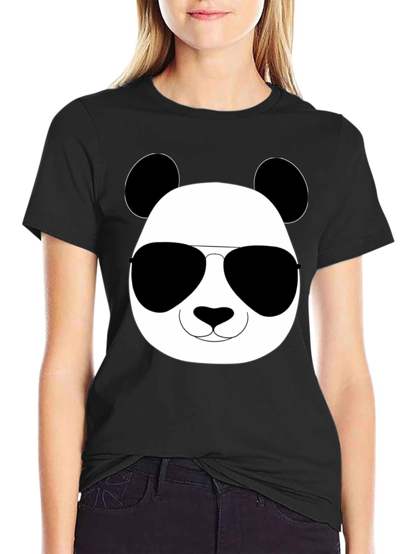 Cool Panda Graphic Tee - Black Cotton Blend