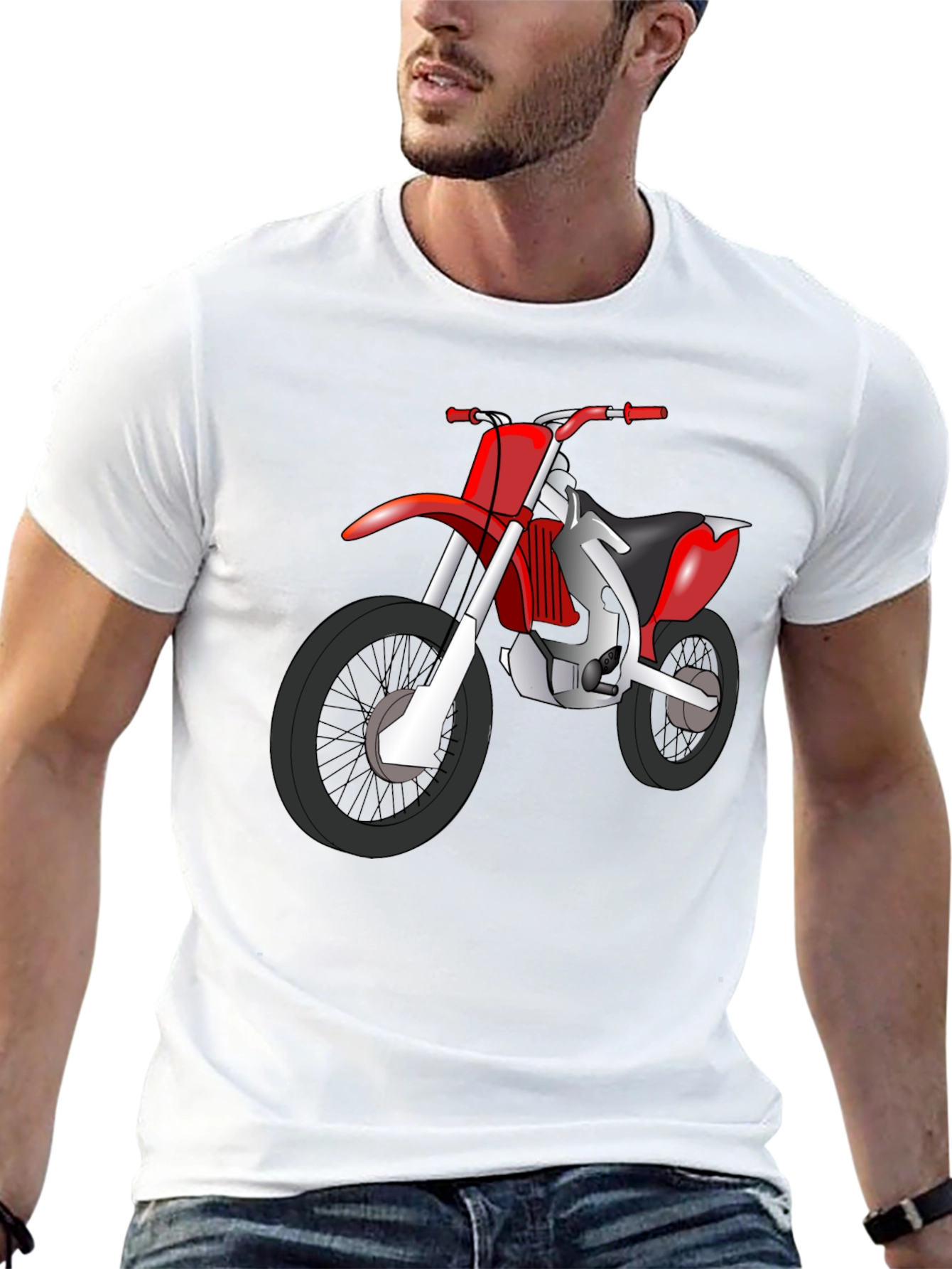 Dirt Bike Graphic Tee - Black Cotton T-Shirt
