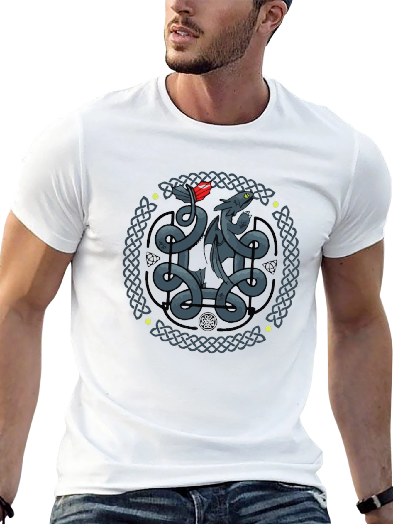 Celtic Dragon Knot Graphic T-Shirt - Black
