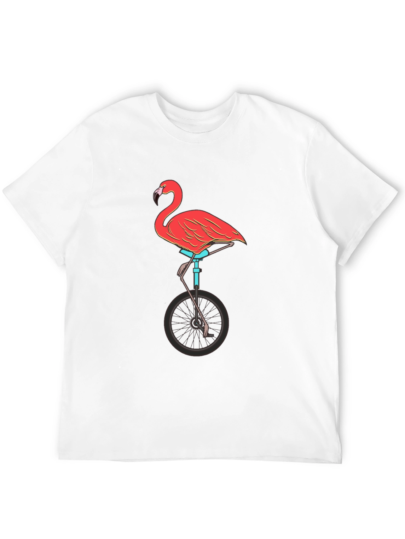 Flamingo on Unicycle Graphic Tee - Funky Unisex T-Shirt