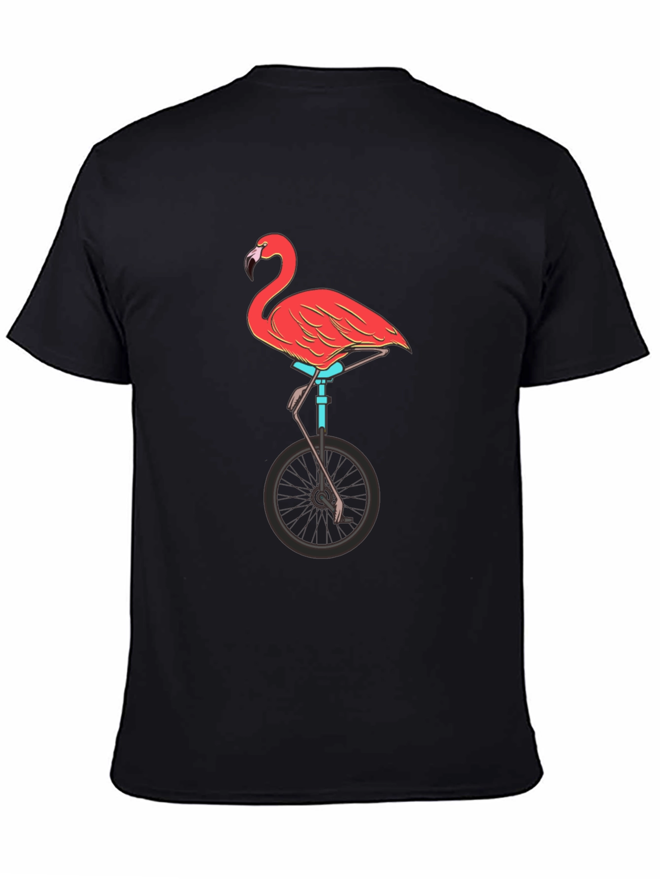 Flamingo on Unicycle Graphic Tee - Funky Unisex T-Shirt