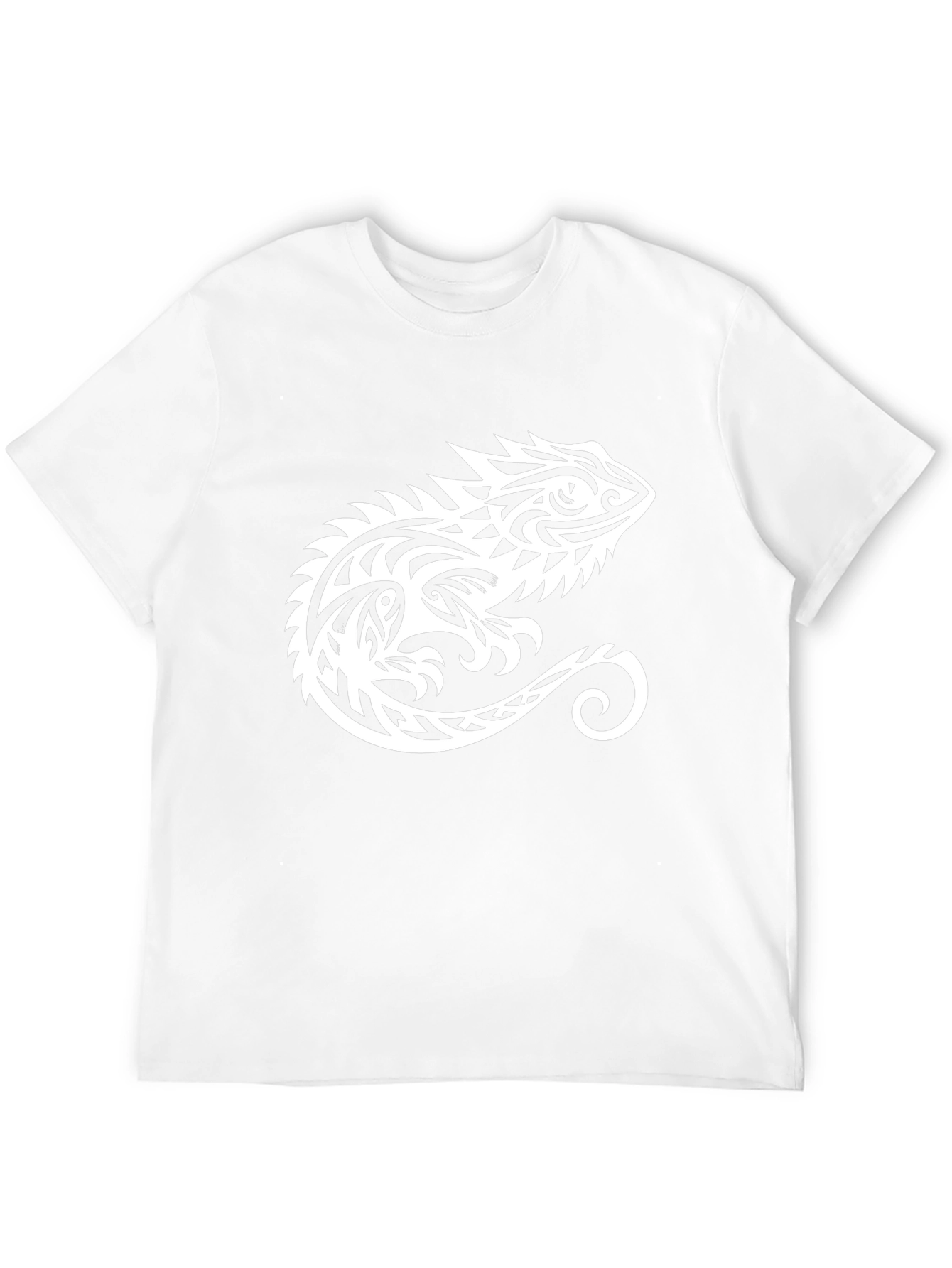 Tribal Chameleon Graphic Tee - Black Cotton Comfort