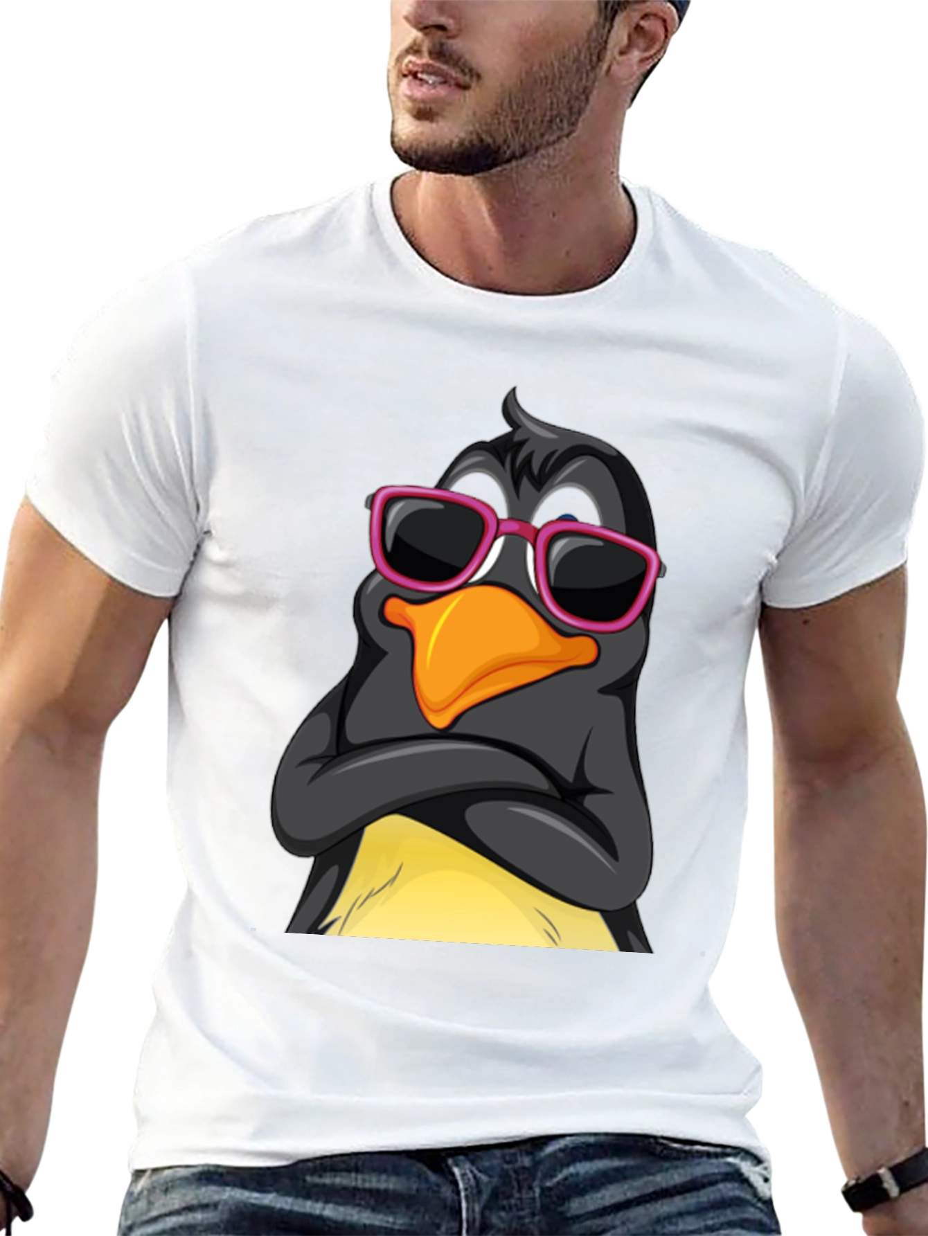 Cool Penguin Graphic Tee - Stylish Black T-Shirt