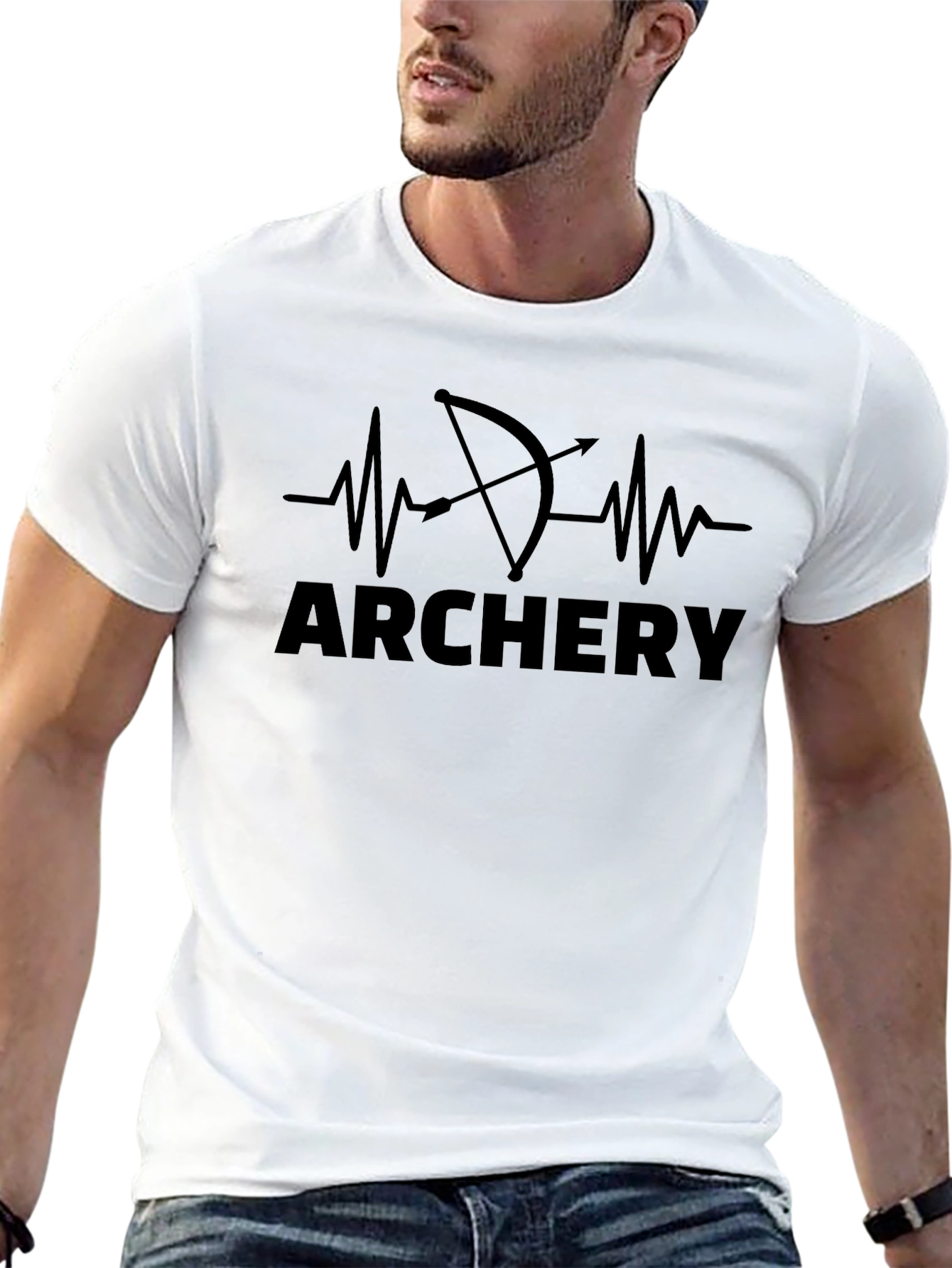 Archery Heartbeat Graphic Tee - Black Cotton T-Shirt