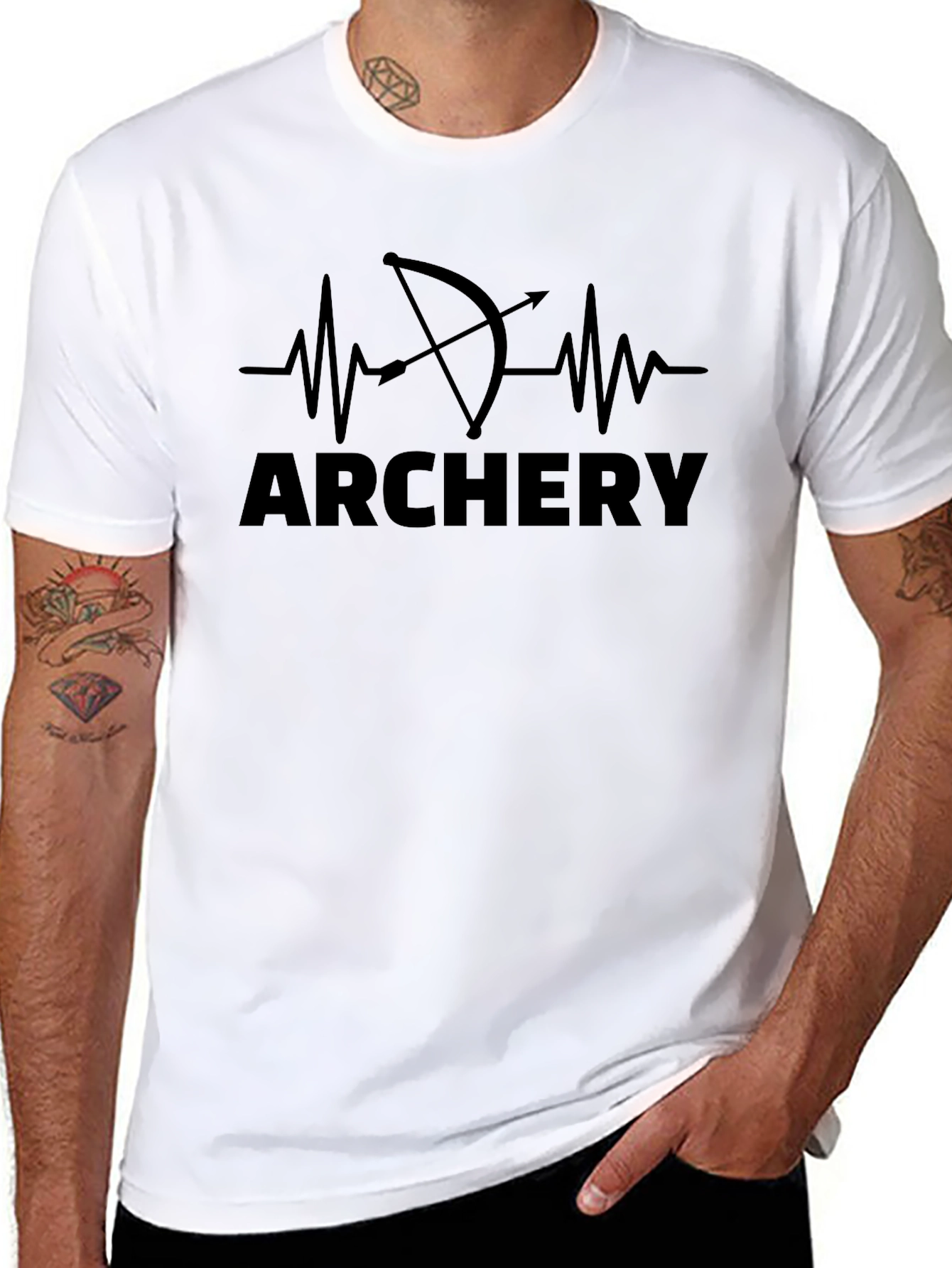 Archery Heartbeat Graphic Tee - Black Cotton T-Shirt