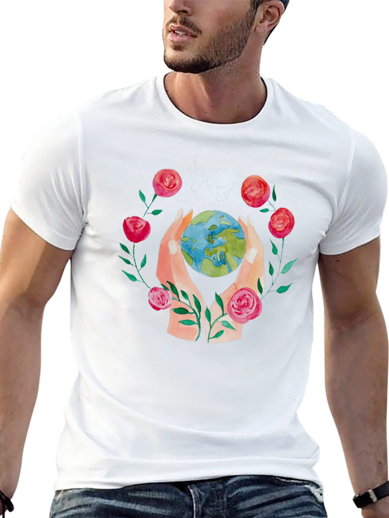 Earth in Bloom Graphic T-Shirt - Eco-Friendly Design