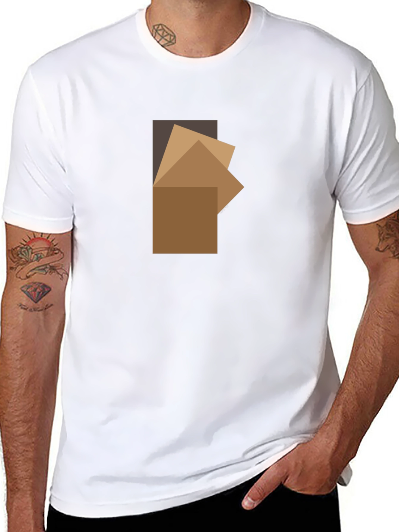Abstract Squares Graphic Black T-Shirt