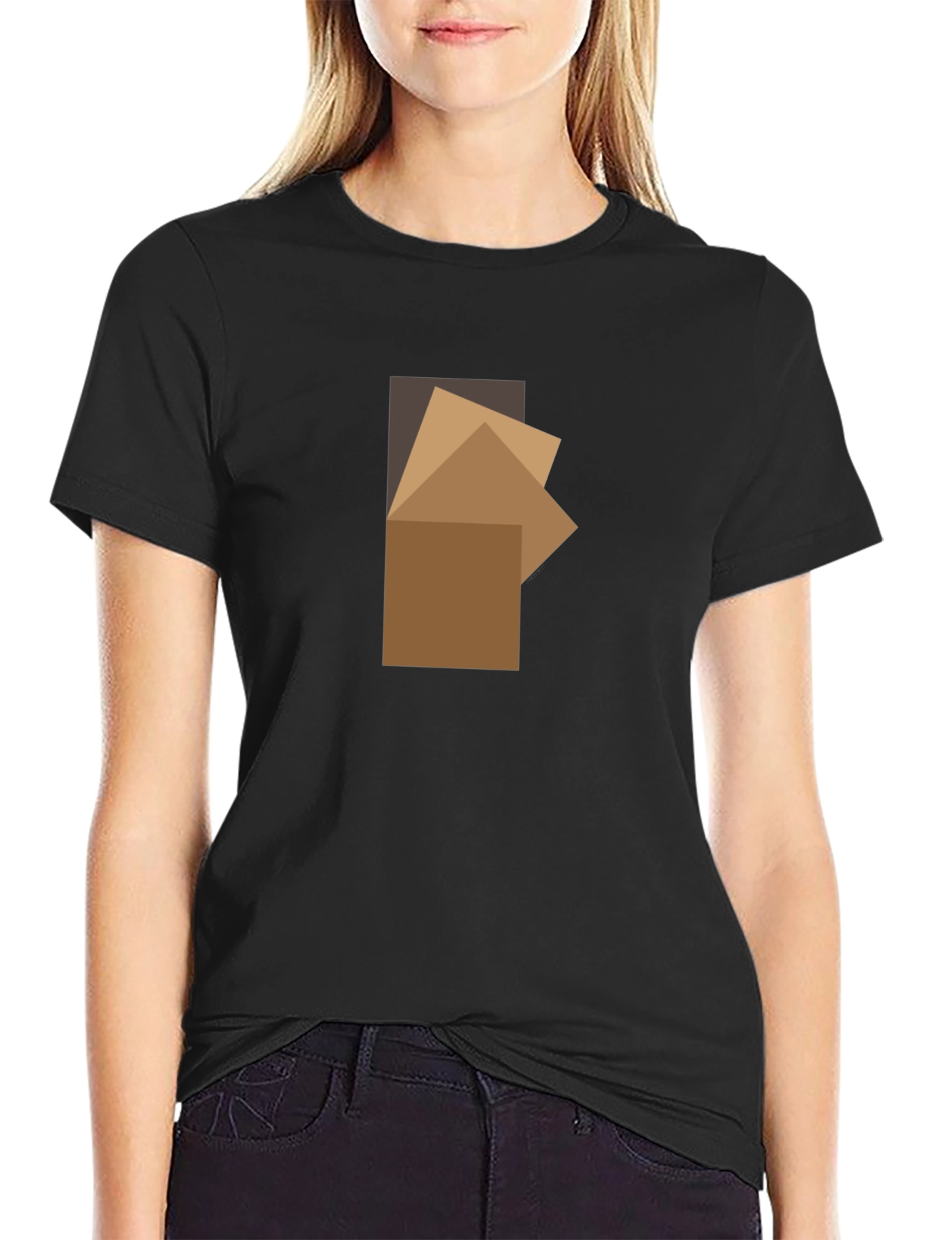 Abstract Squares Graphic Black T-Shirt