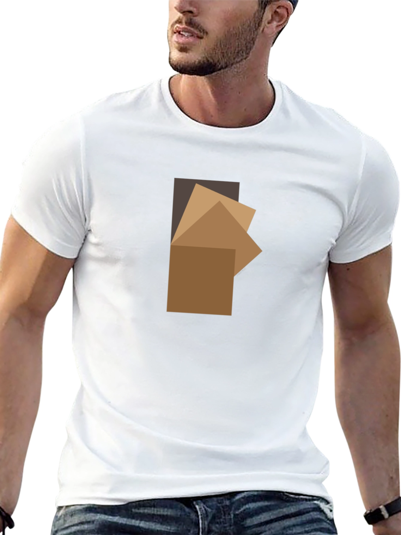 Abstract Squares Graphic Black T-Shirt