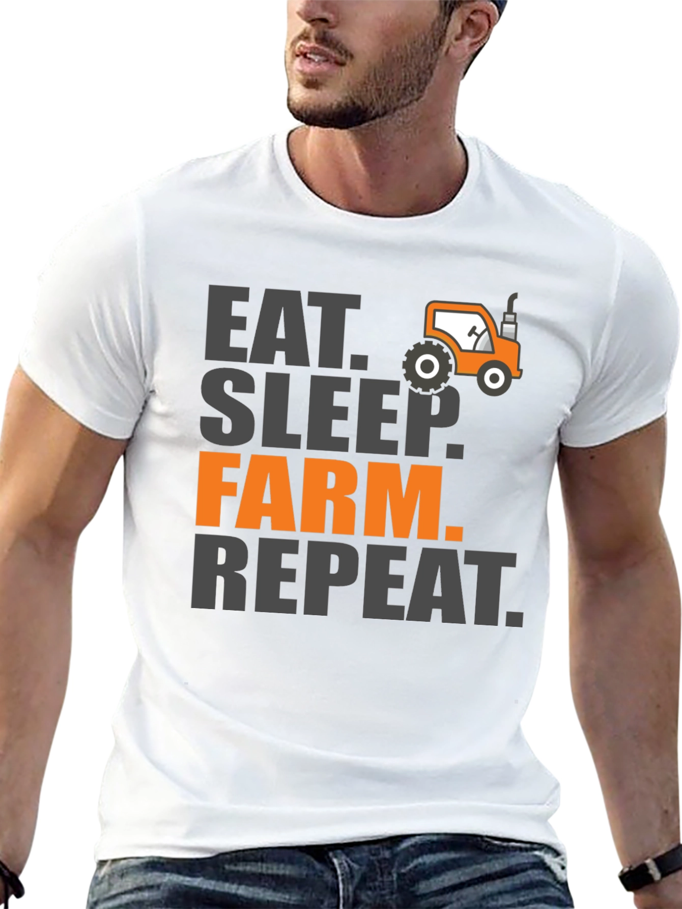 Eat Sleep Farm Repeat Mens Graphic Tee - Black