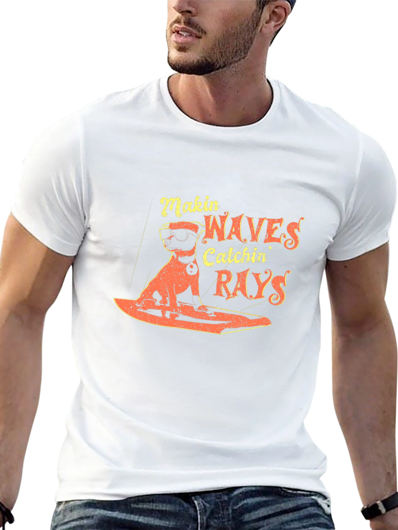 Cool Dog Surfing T-Shirt - Makin Waves Catchin Rays