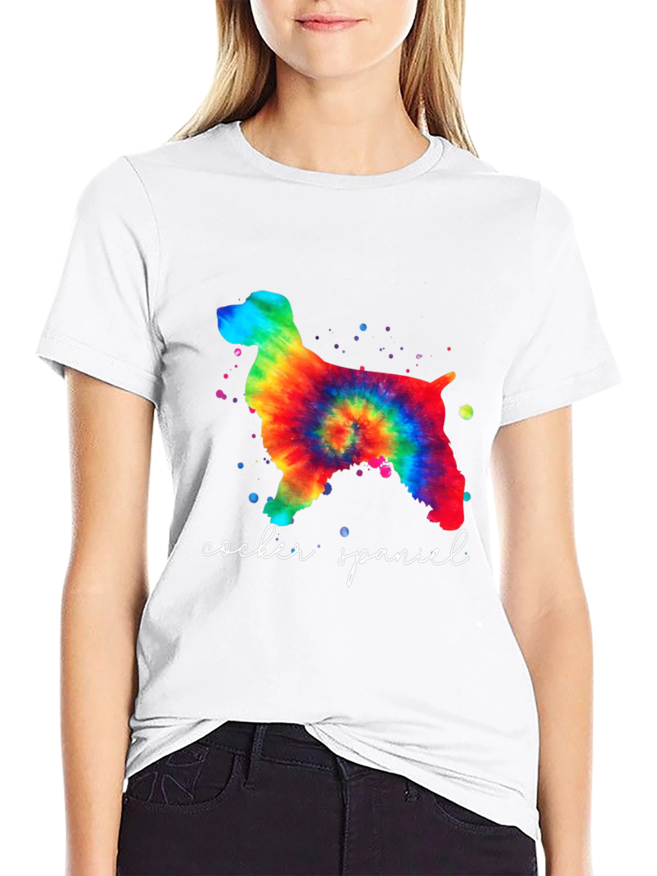 Tie-Dye Cocker Spaniel T-Shirt - Unisex Black Tee