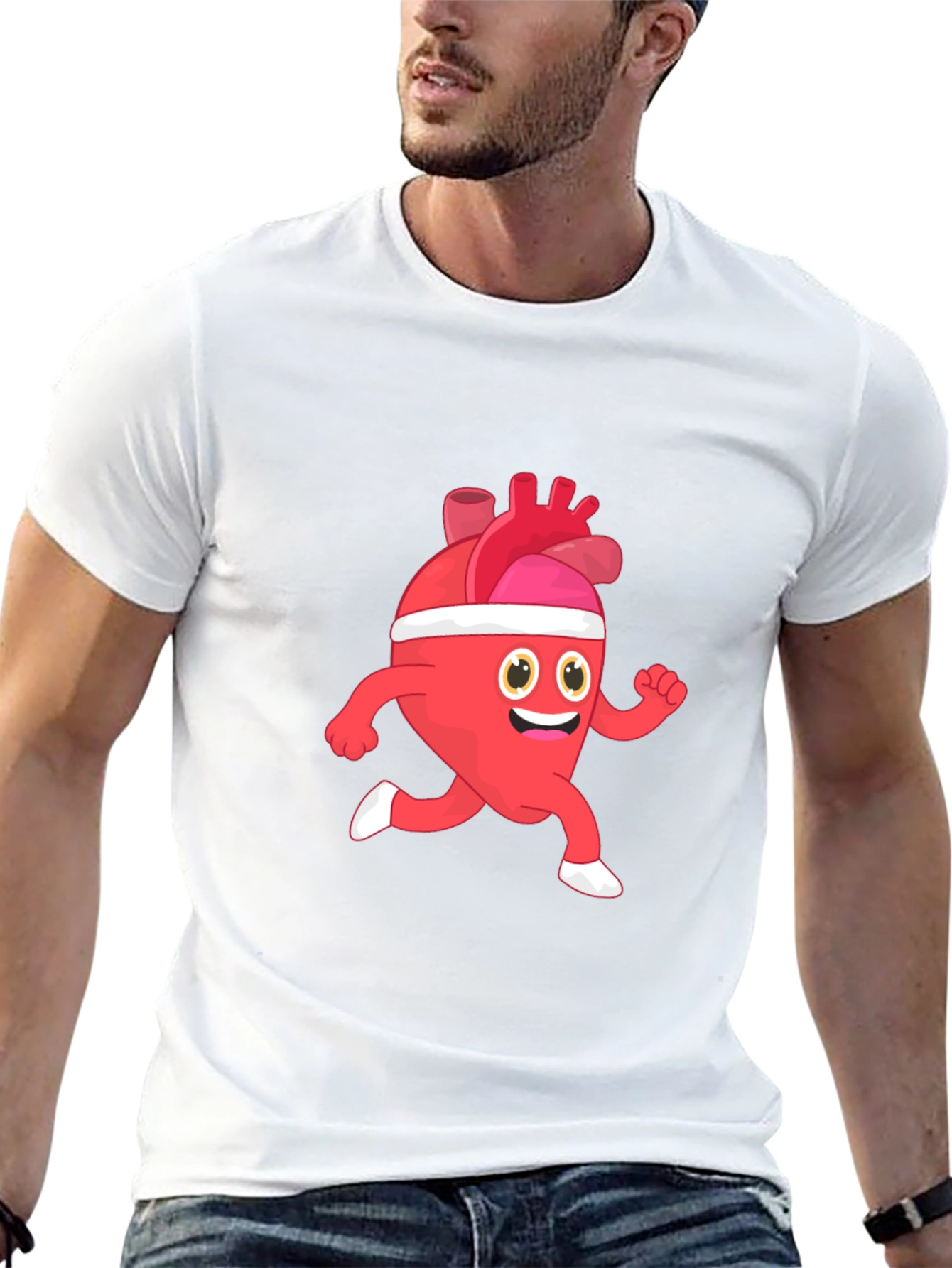 Running Heart Cartoon T-Shirt