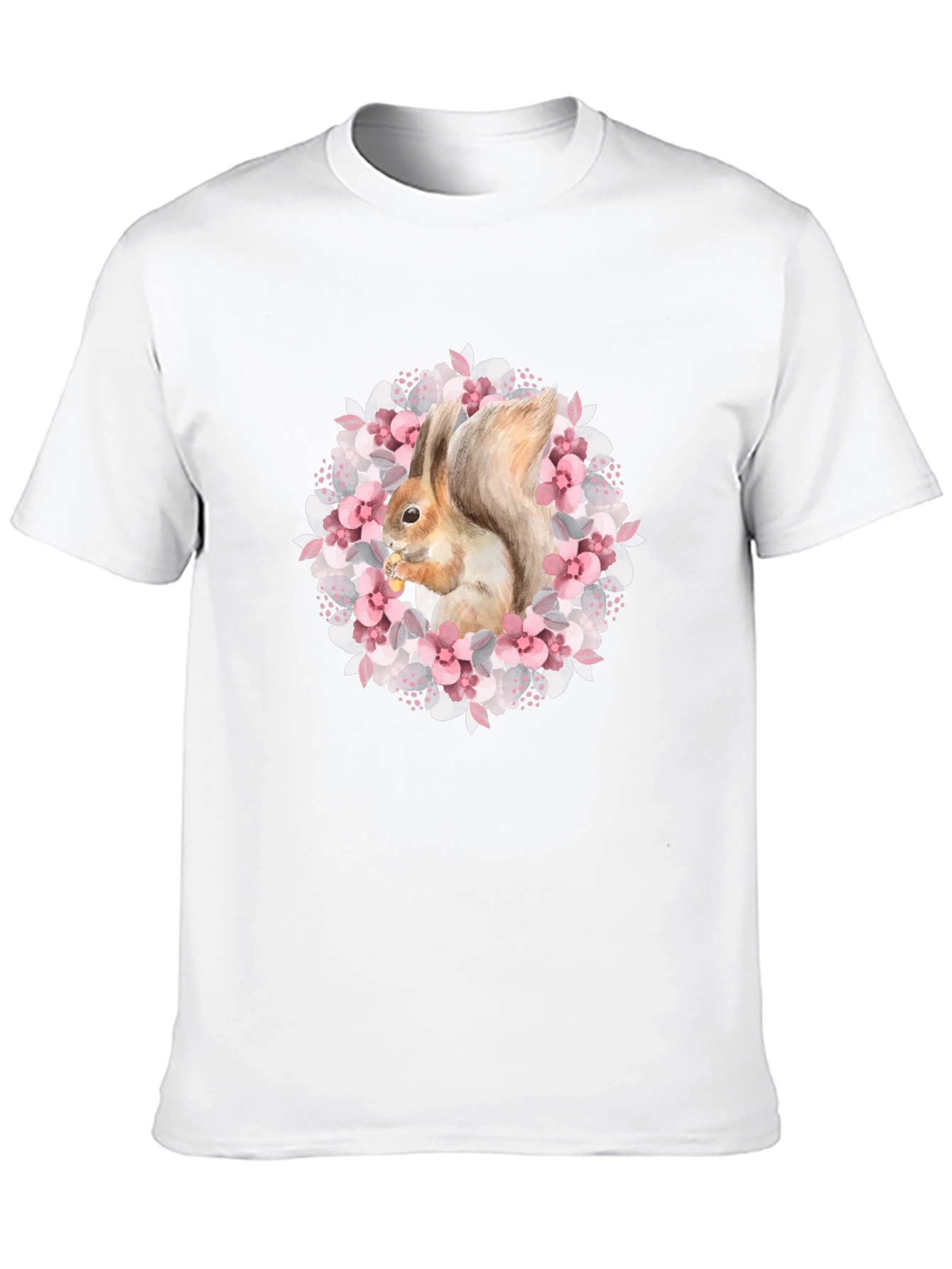 Squirrel in Floral Wreath Graphic Tee