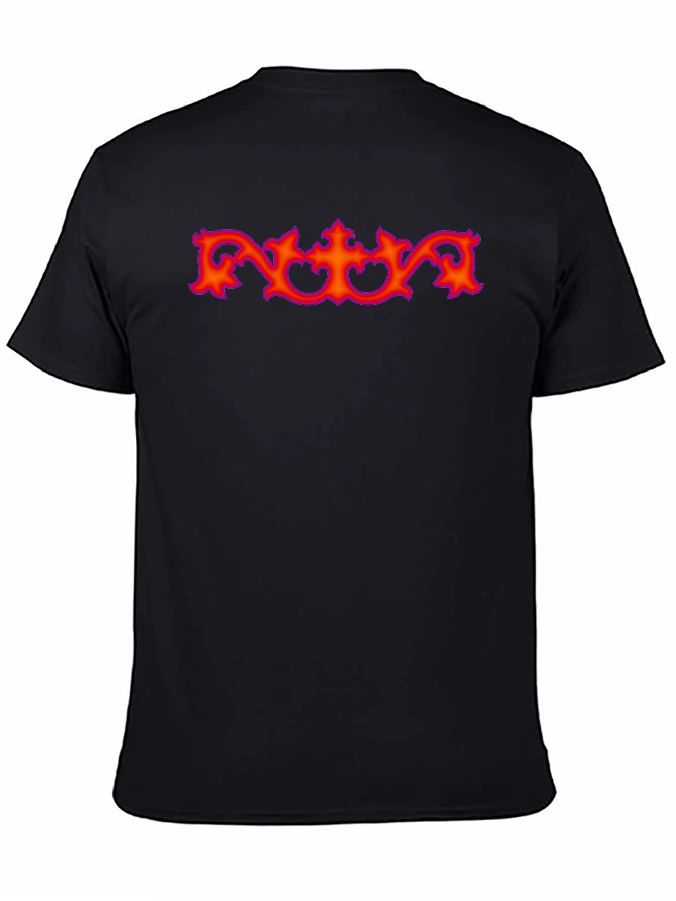 Black T-Shirt with Ornate Red Graphic