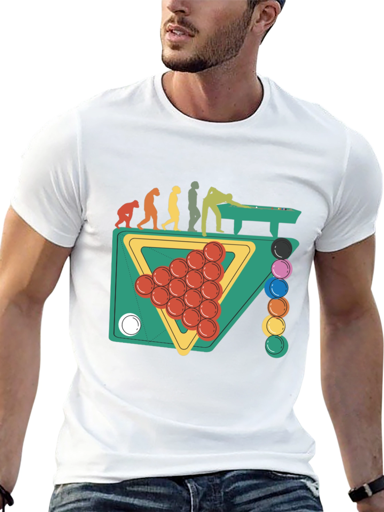 Evolution of Billiards Black Graphic T-Shirt