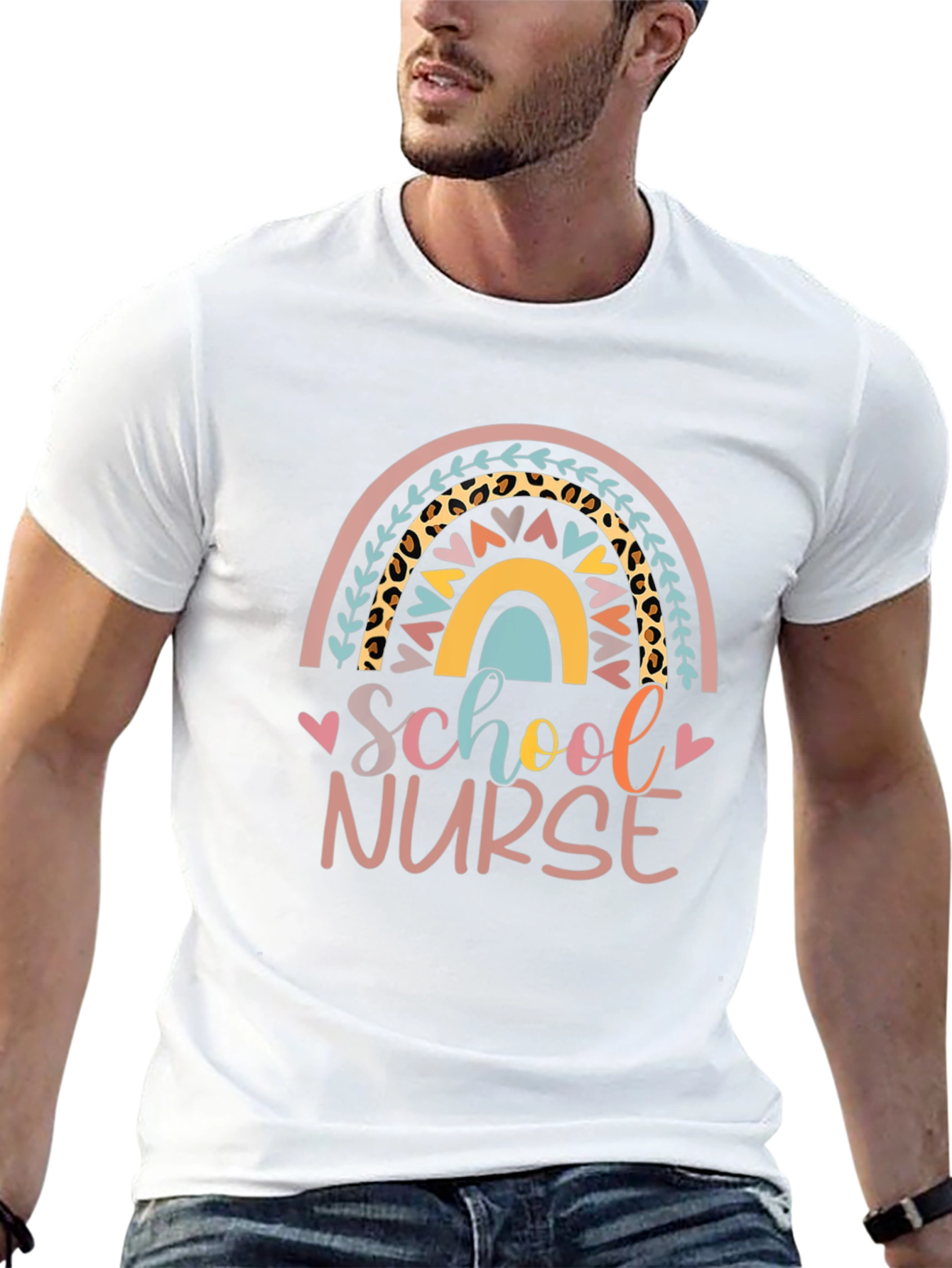 School Nurse Rainbow Graphic T-Shirt