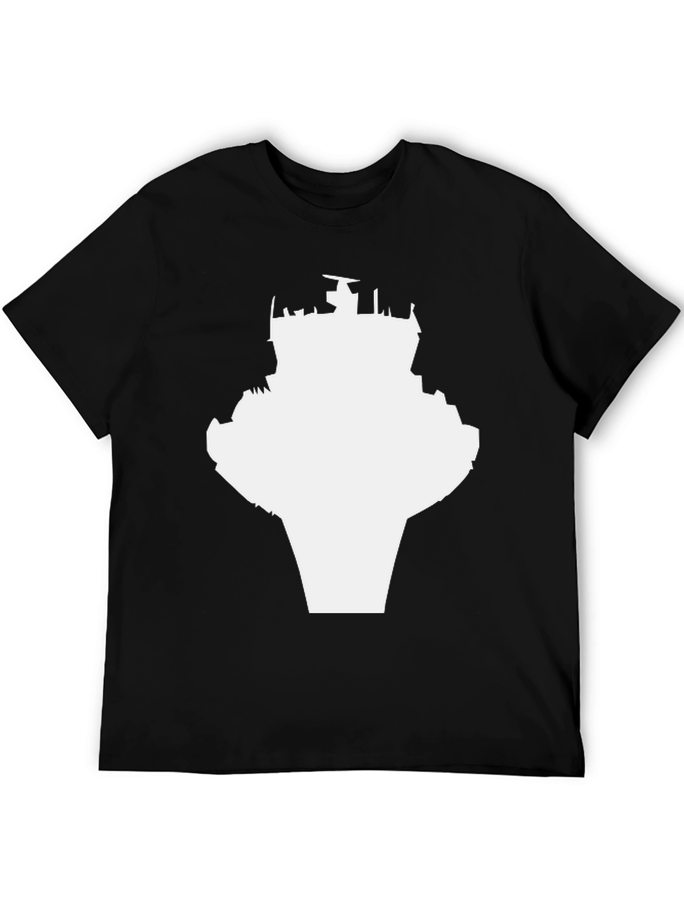 Black T-Shirt with Abstract Tower Graphic