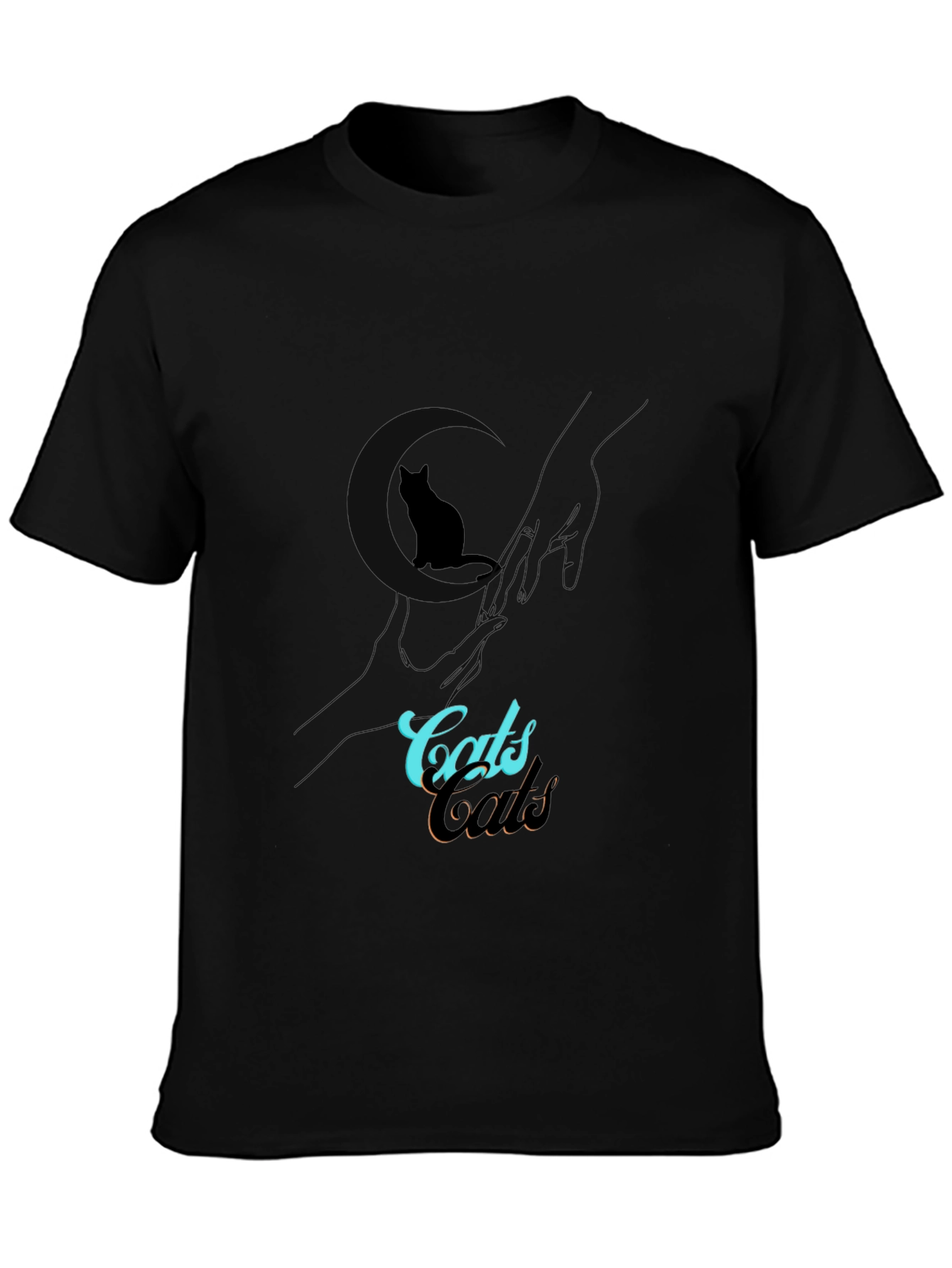 Cats Design Black T-Shirt