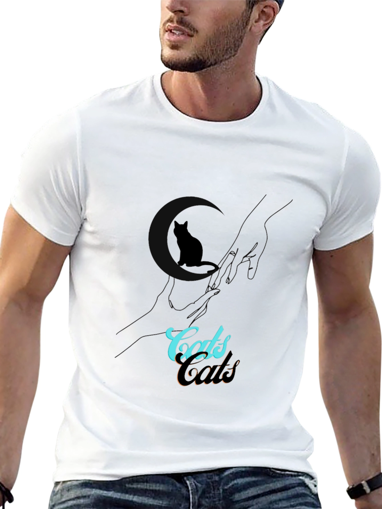 Cats Design Black T-Shirt