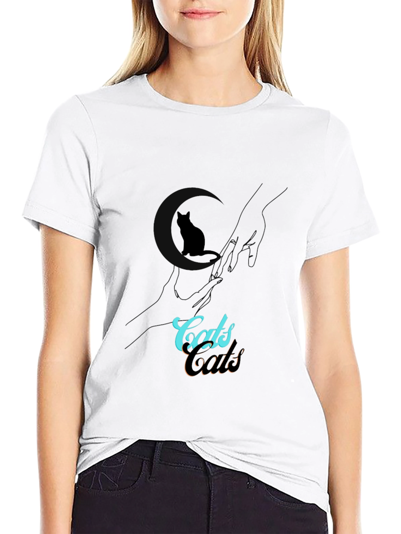 Cats Design Black T-Shirt