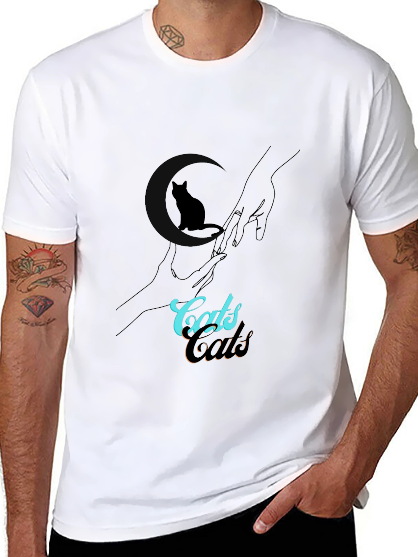 Cats Design Black T-Shirt
