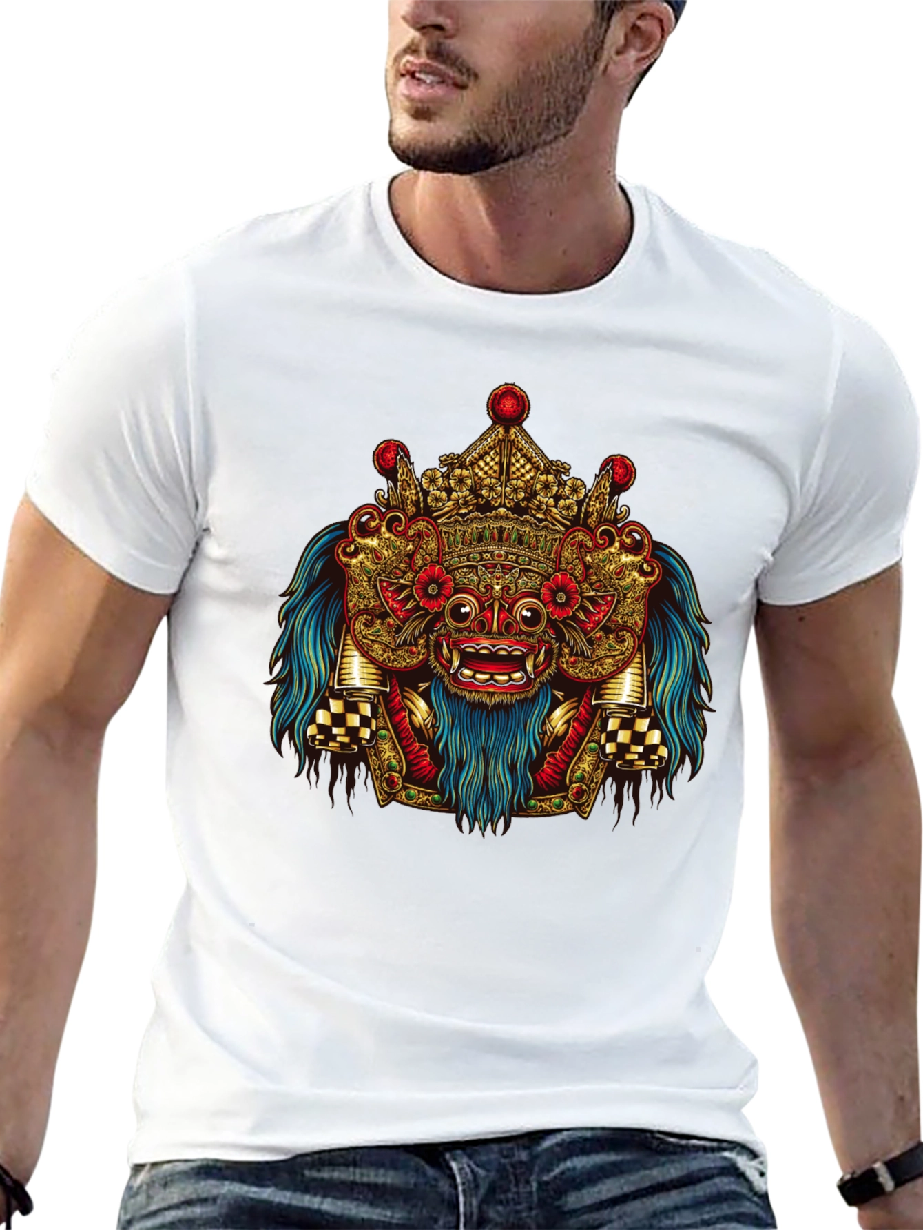 Balinese Barong Graphic Tee - Unique Cultural Design