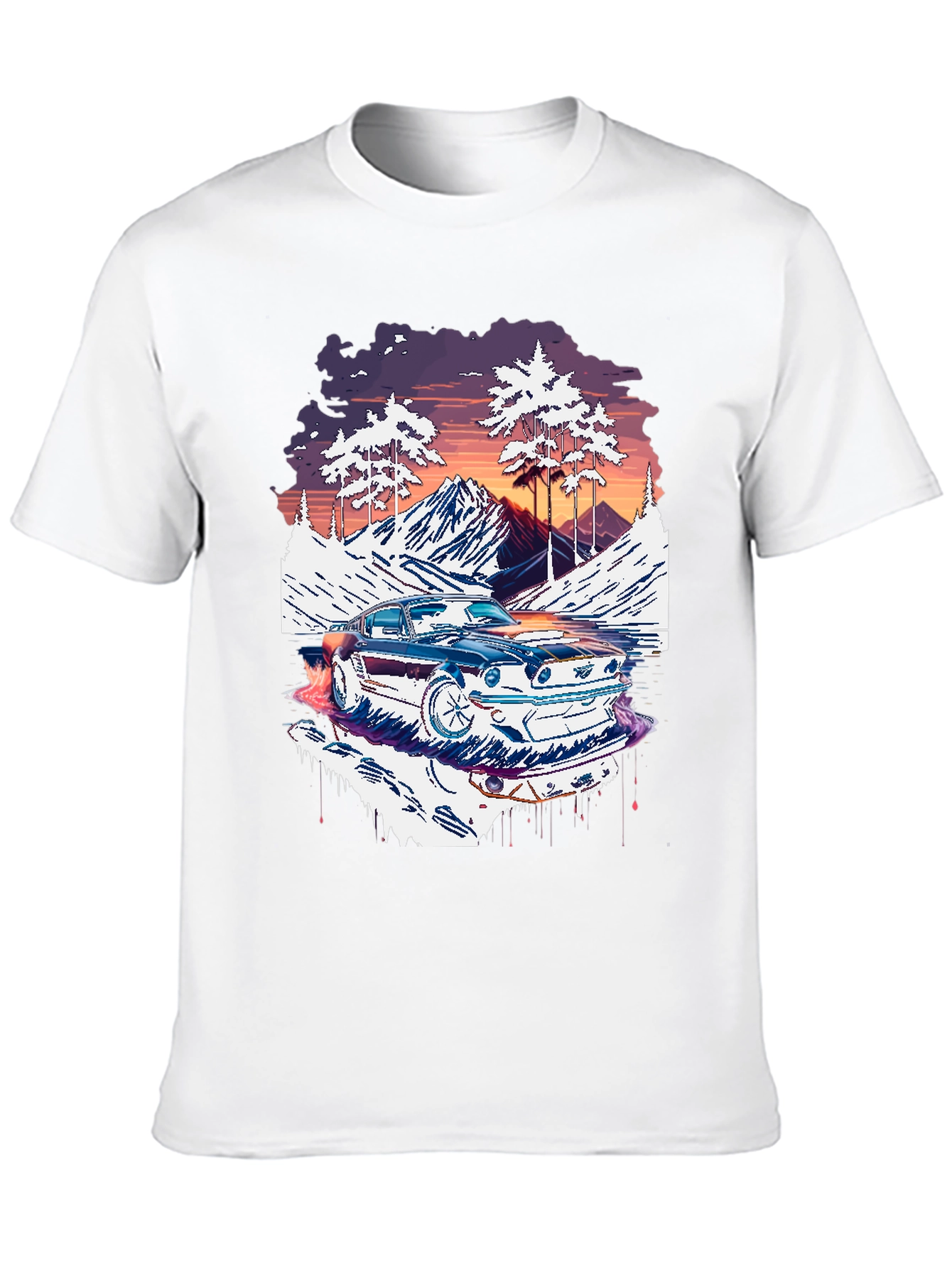 Retro Car Graphic Tee - Mountain Road Trip Shirt