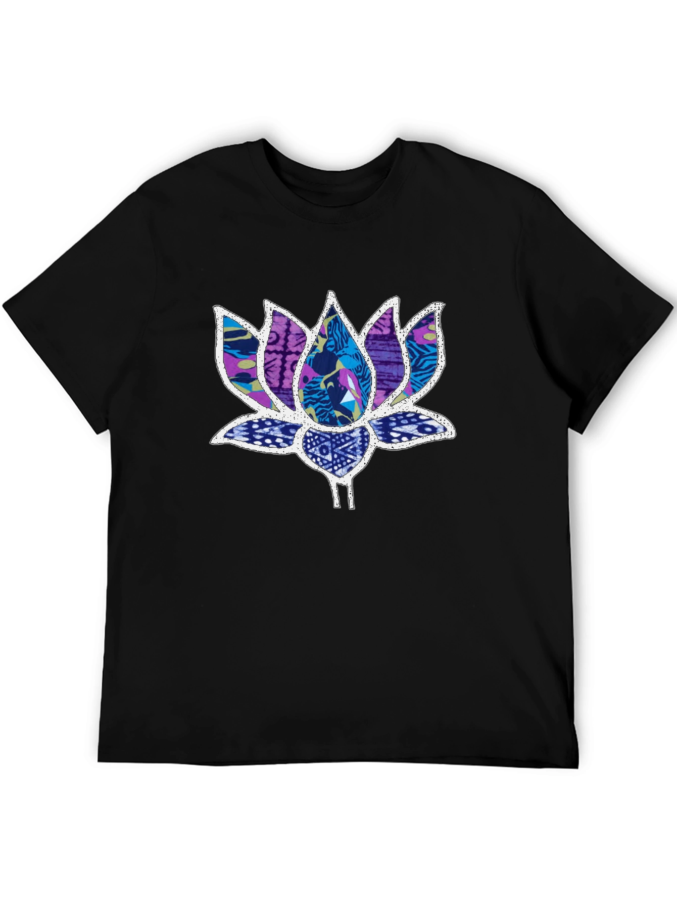 Lotus Flower Graphic Black T-Shirt