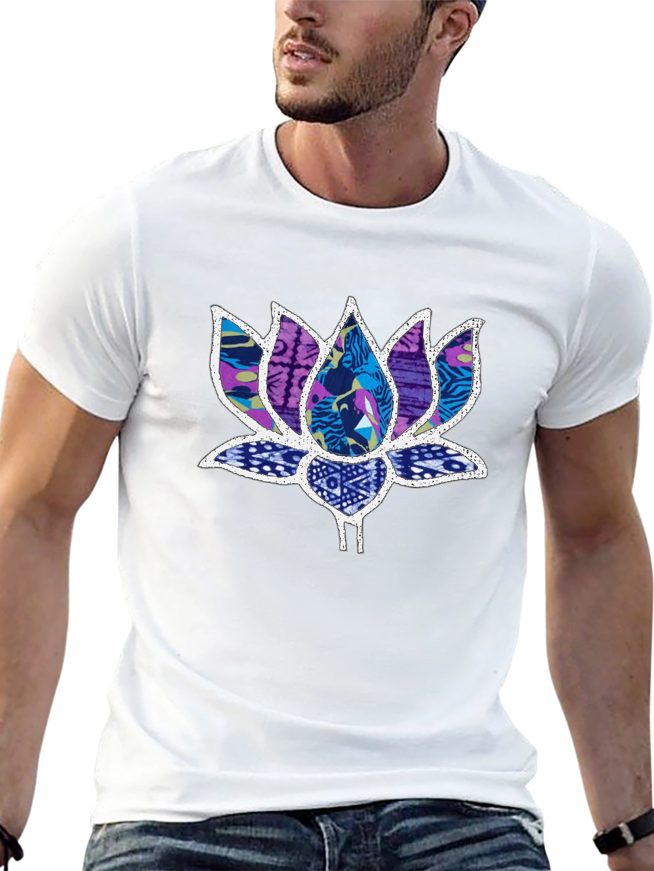 Lotus Flower Graphic Black T-Shirt