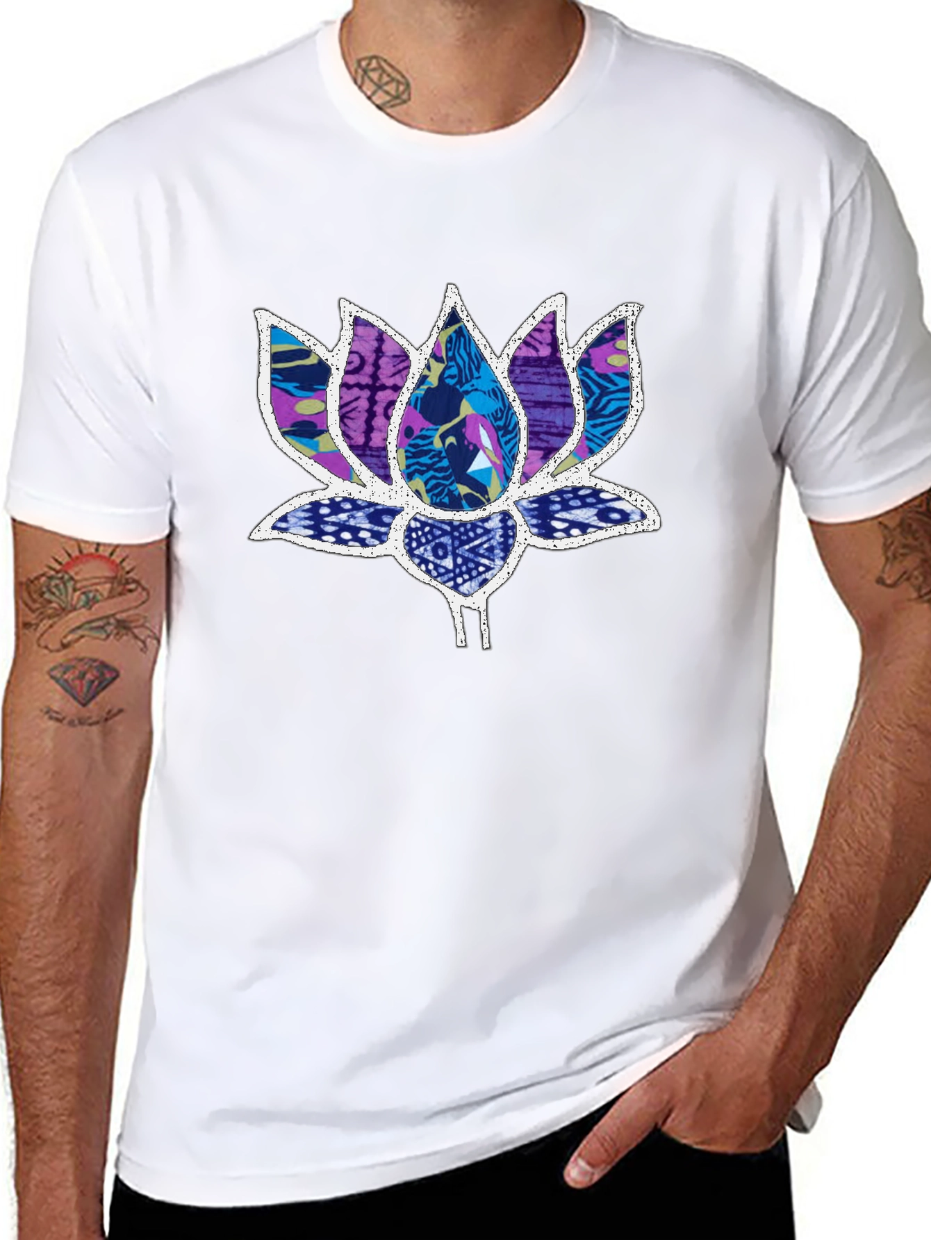 Lotus Flower Graphic Black T-Shirt