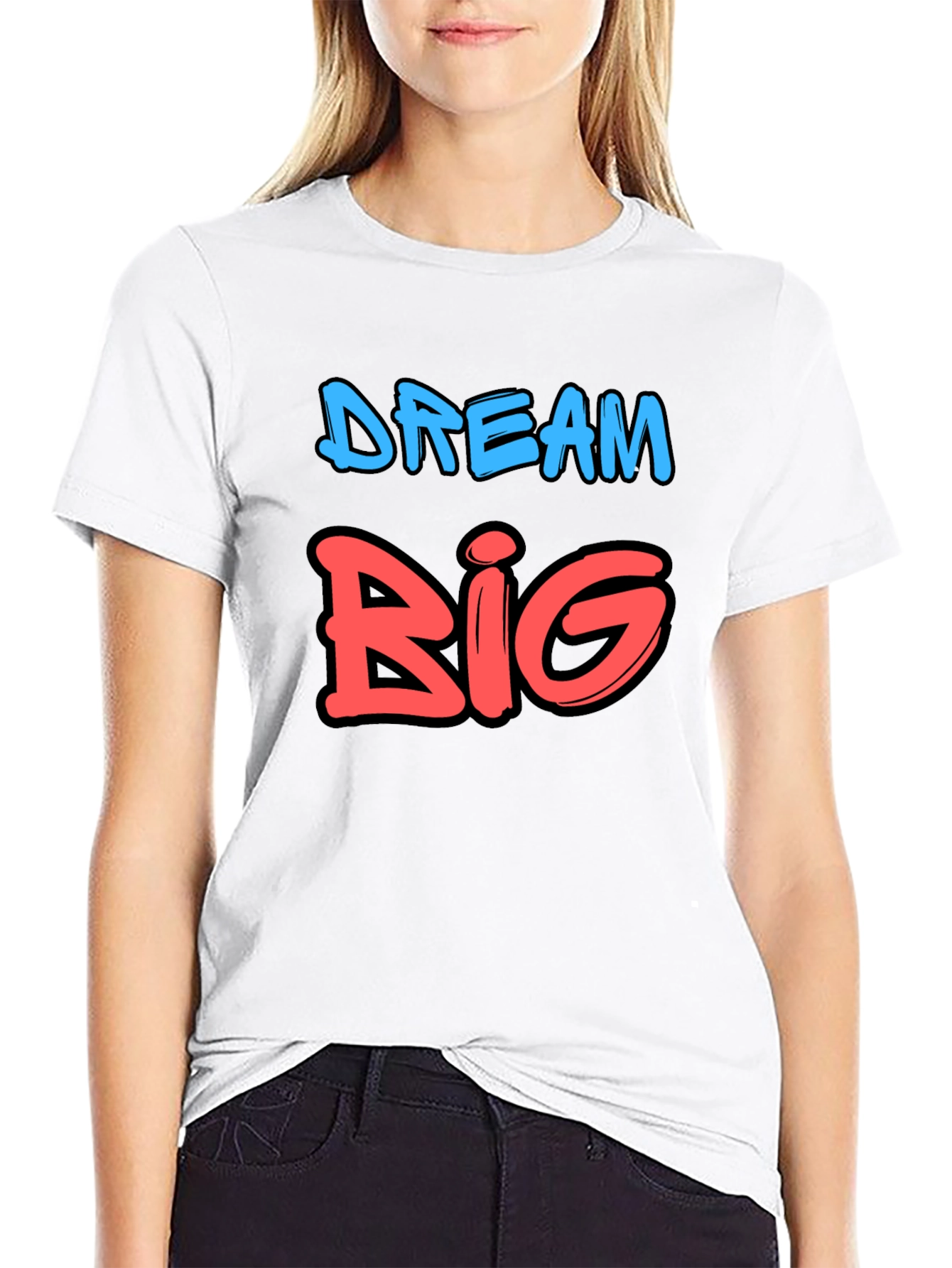 Dream Big Graphic Tee - Black Cotton T-Shirt