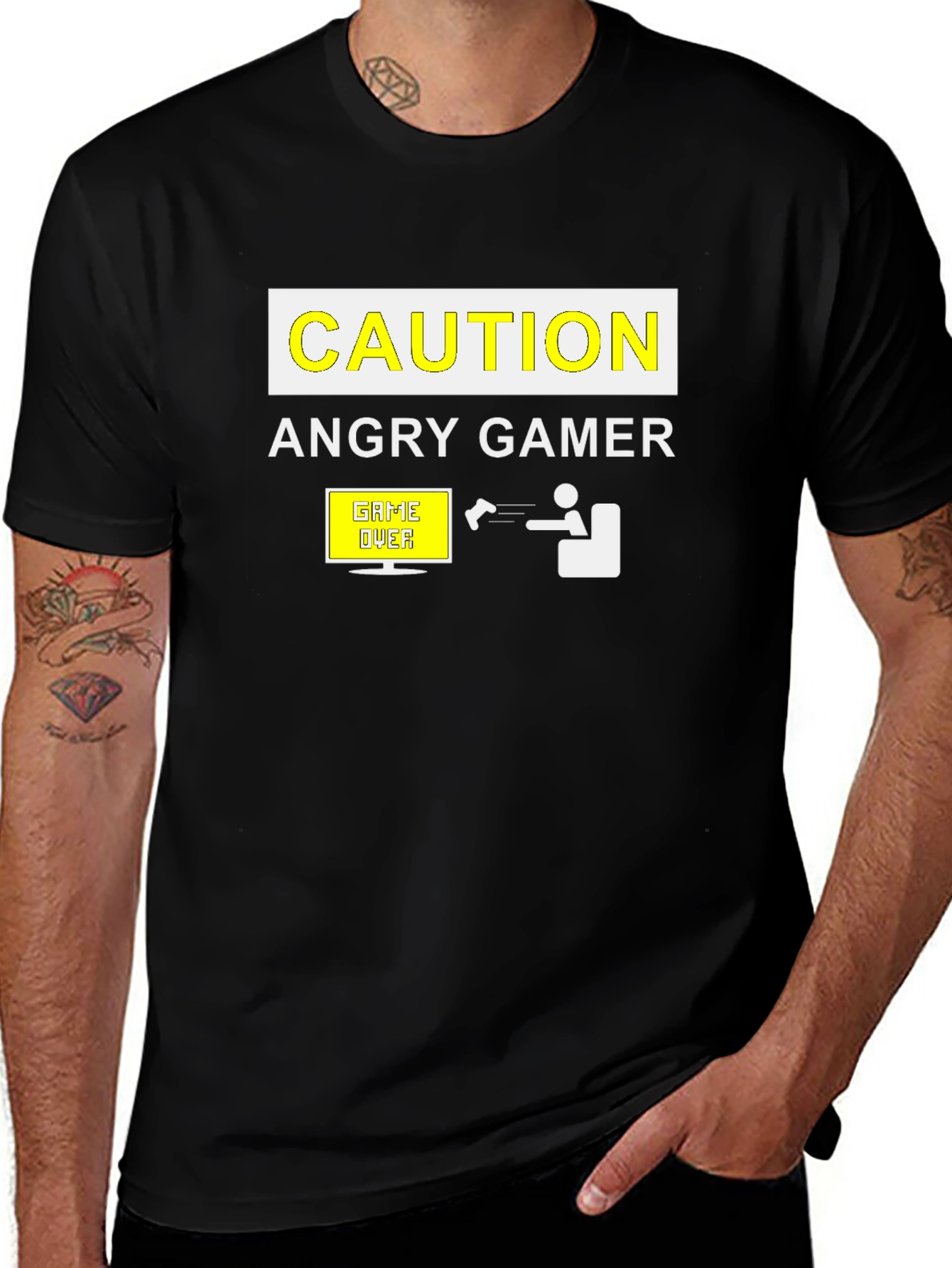 Angry Gamer Caution T-Shirt: Funny Video Game Tee