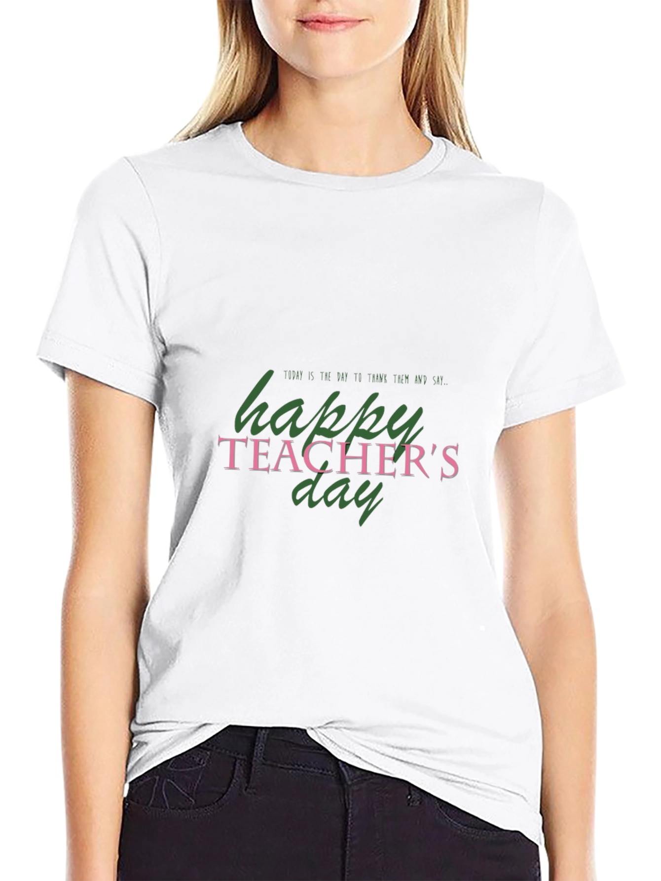 Happy Teachers Day Graphic Tee - Black Casual T-Shirt