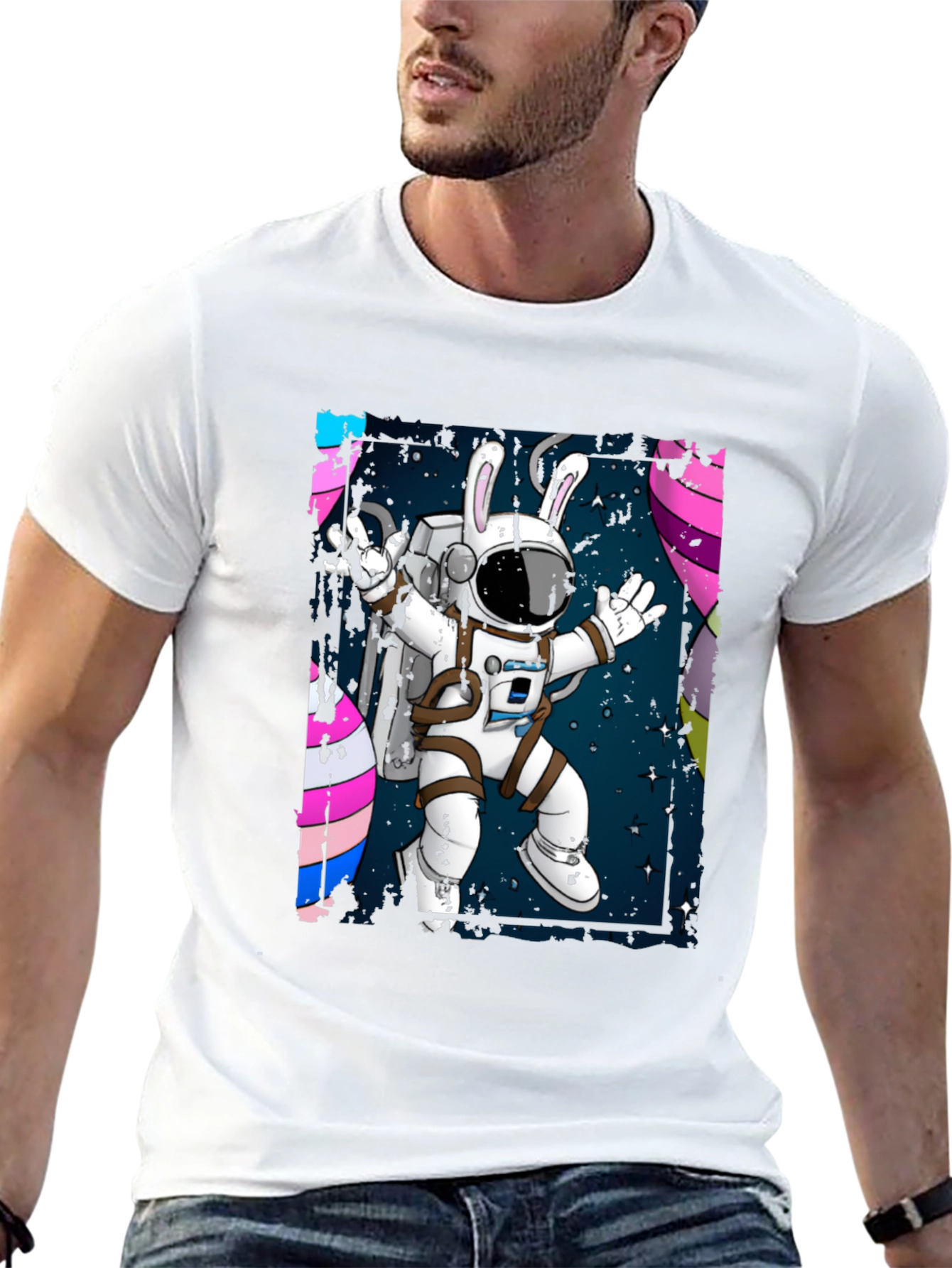 Astronaut Bunny Graphic Tee - Black