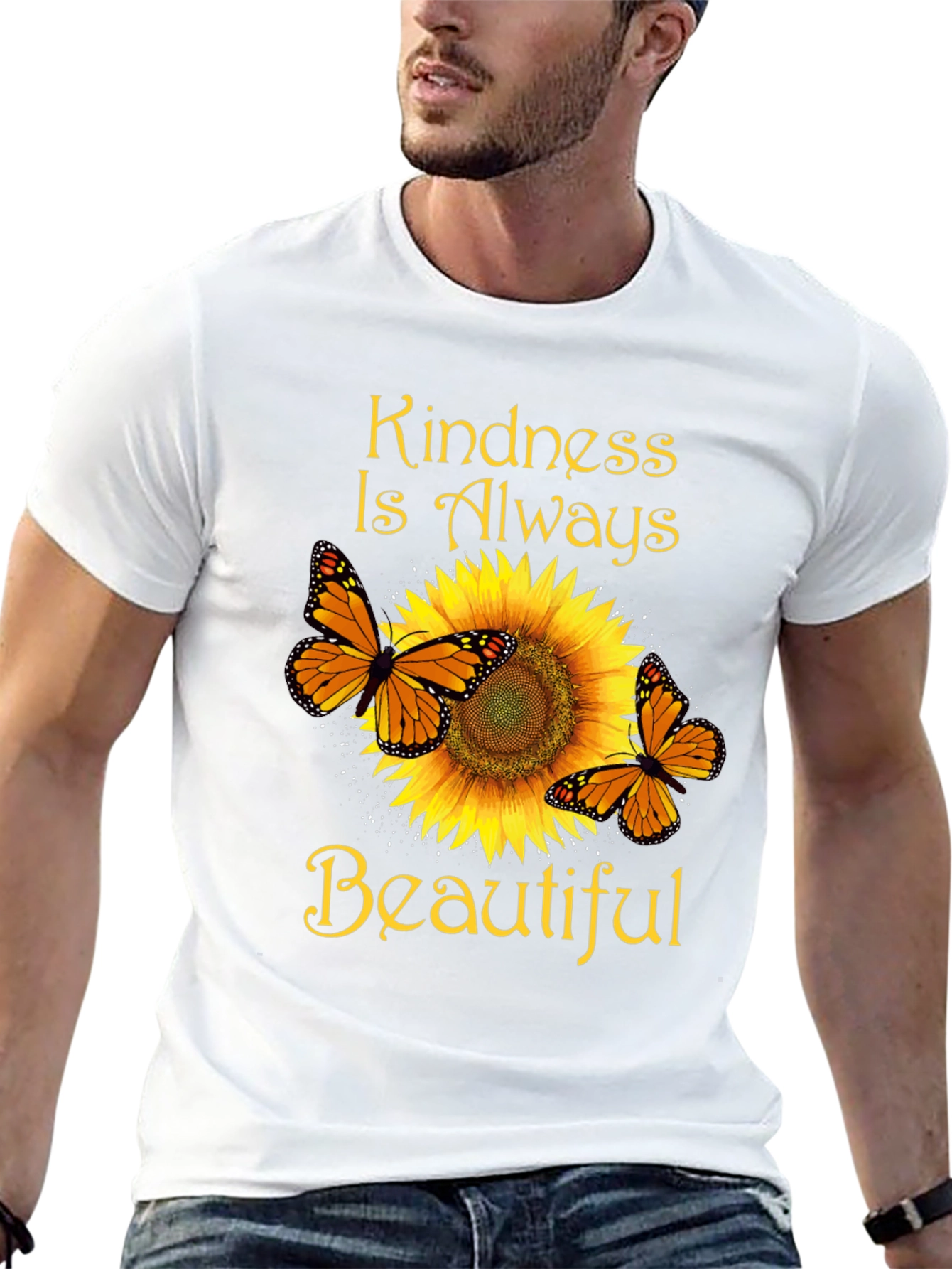 Kindness Butterfly Sunflower Graphic T-Shirt