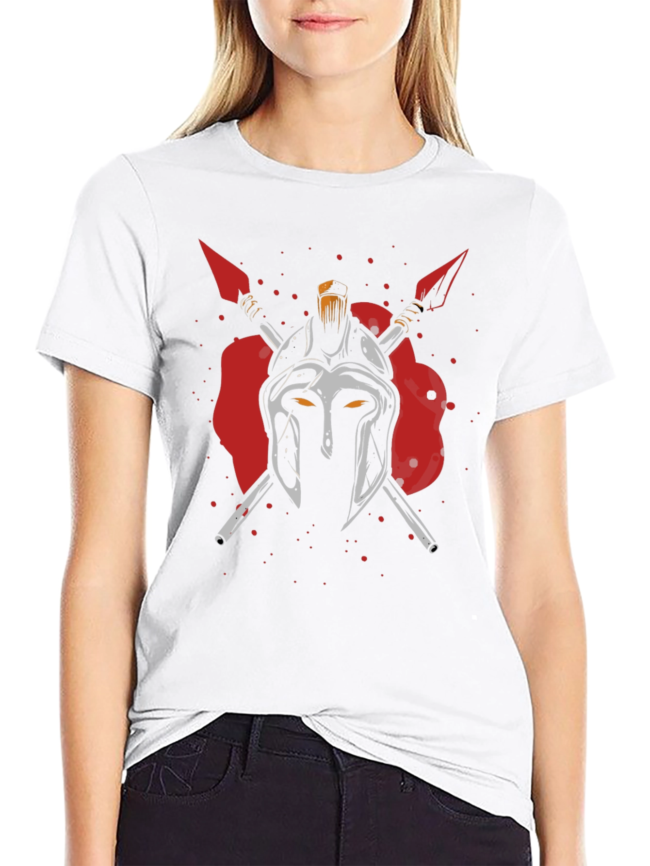 Spartan Helmet Graphic Print Black T-Shirt