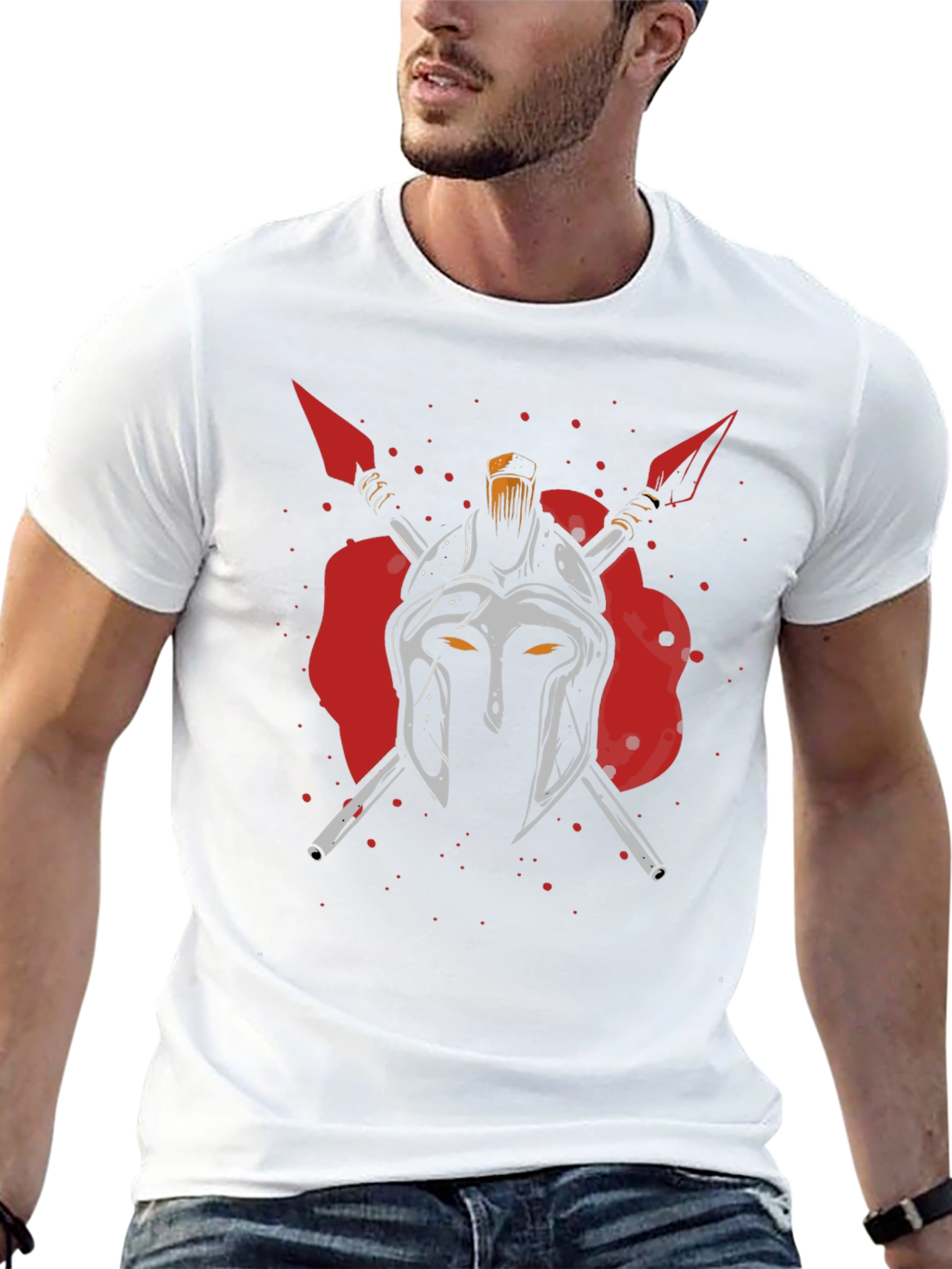 Spartan Helmet Graphic Print Black T-Shirt