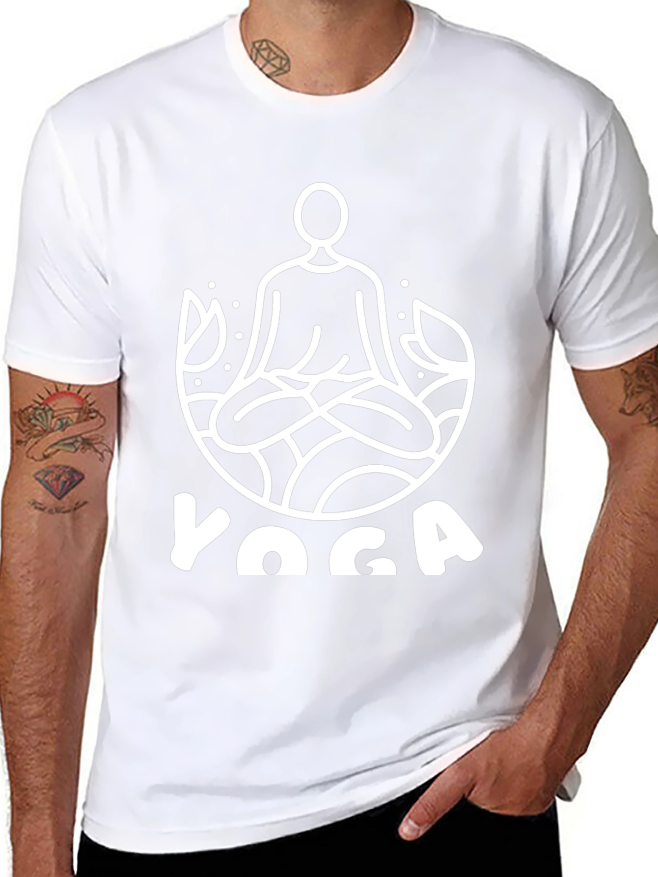 Yoga T-Shirt - Meditating Man Lotus Design