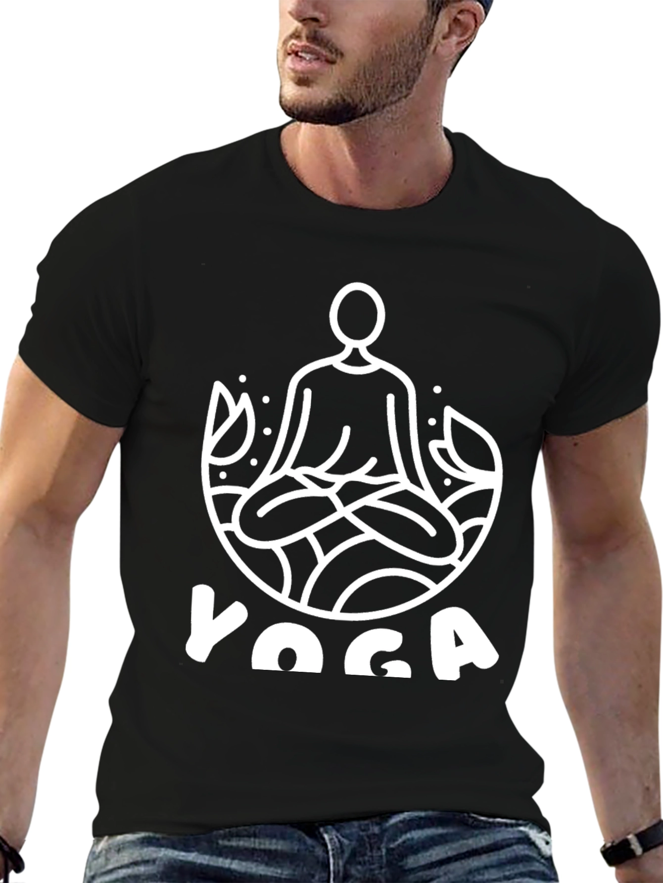 Yoga T-Shirt - Meditating Man Lotus Design