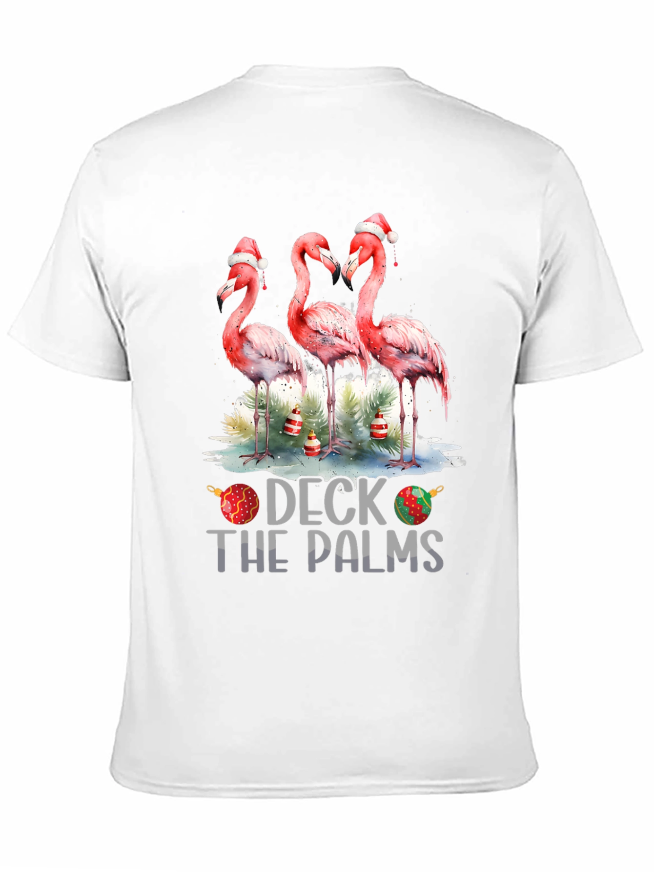 Deck The Palms Flamingo Christmas T-Shirt
