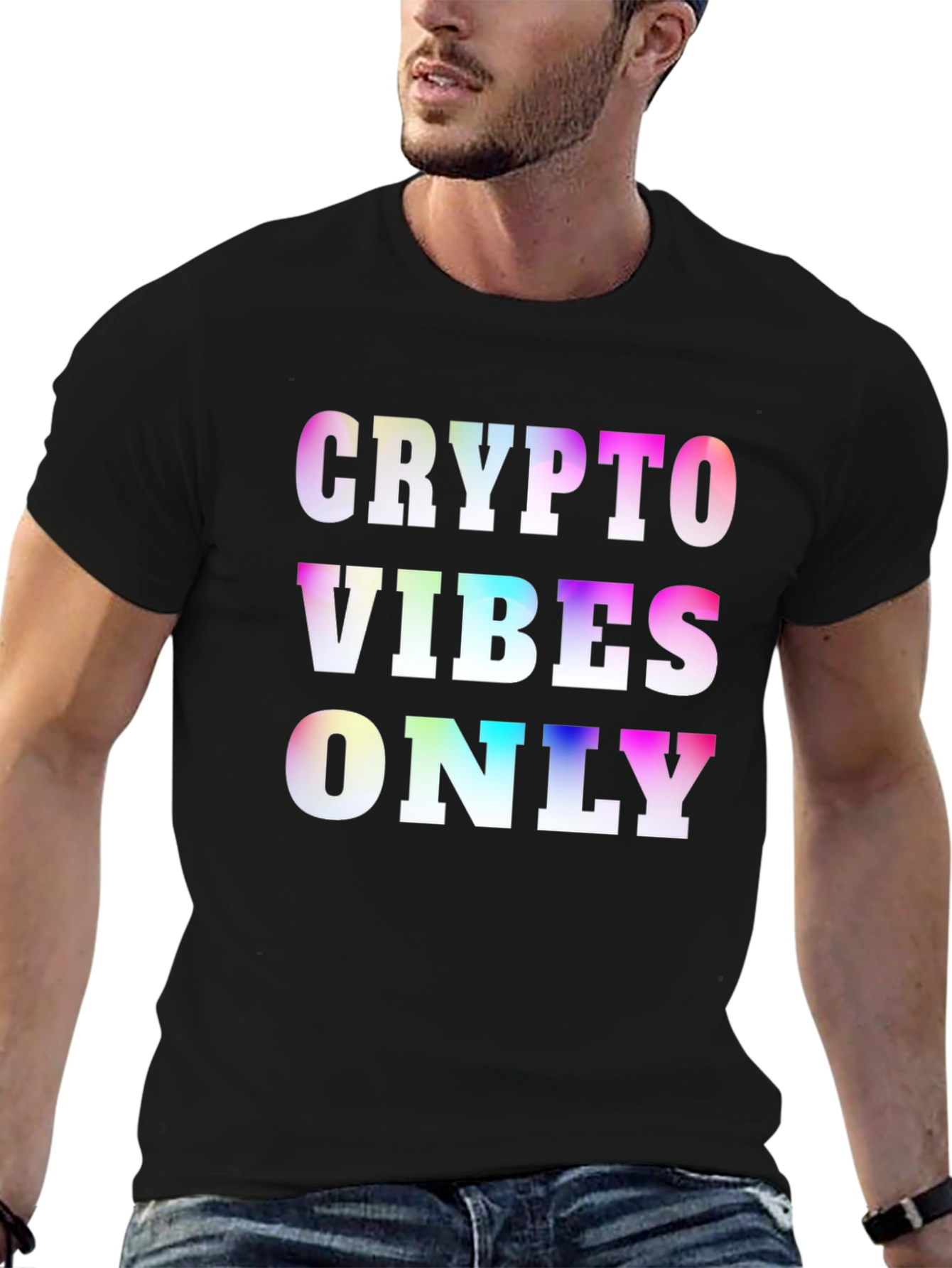 Crypto Vibes Only Rainbow Graphic Tee