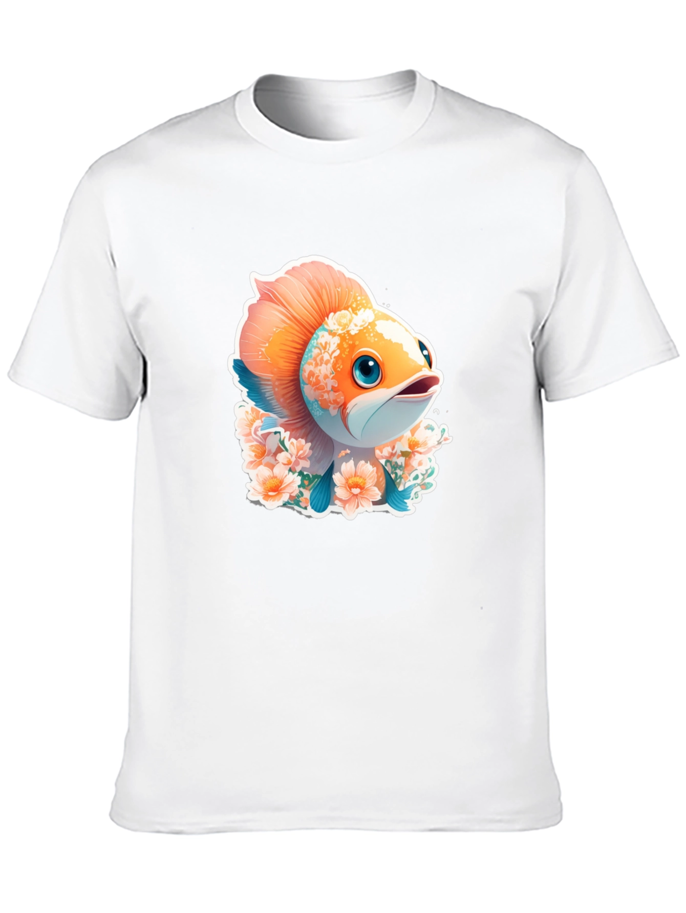 Cute Fish Floral Graphic Tee - Unique Design