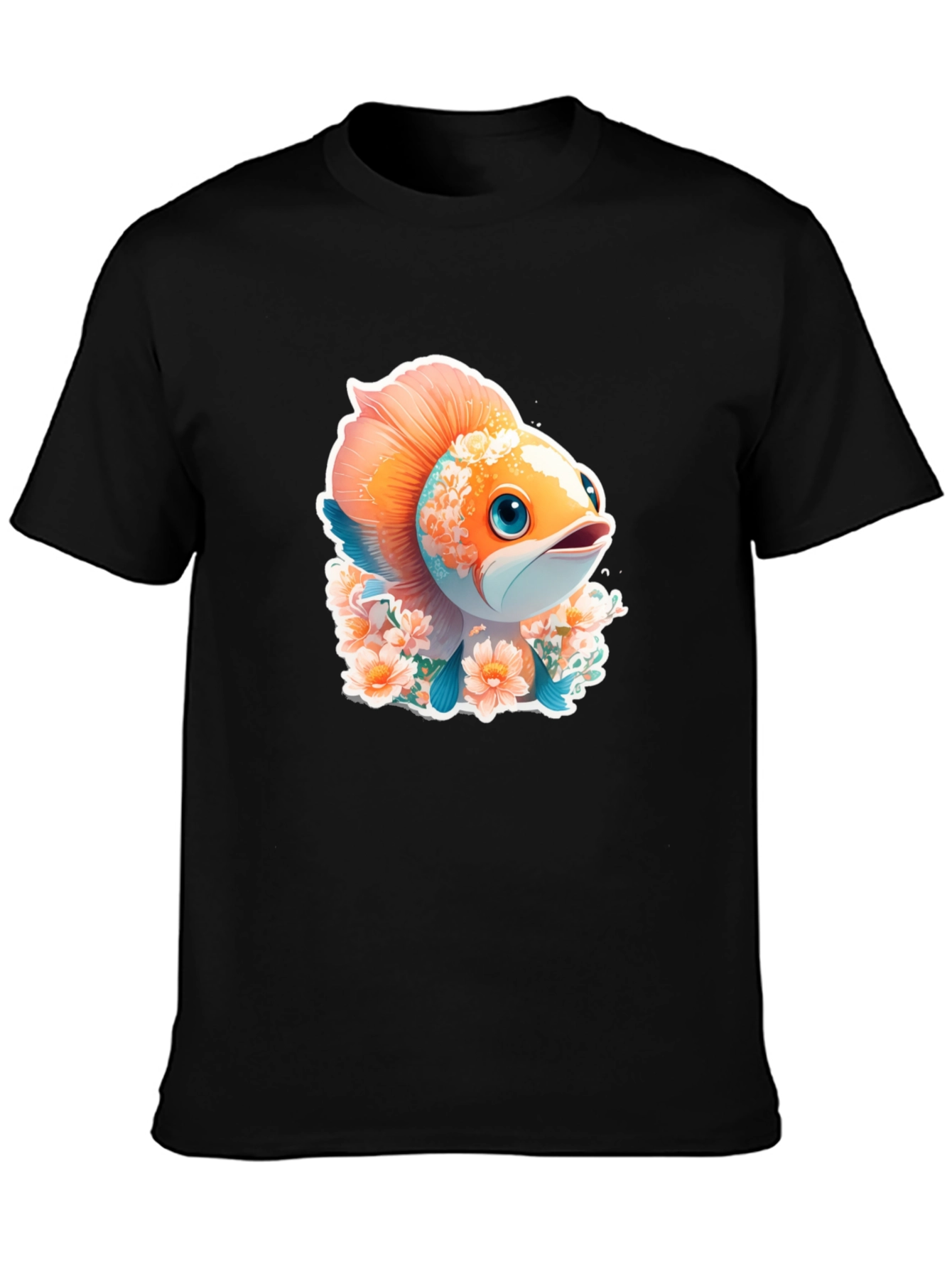 Cute Fish Floral Graphic Tee - Unique Design