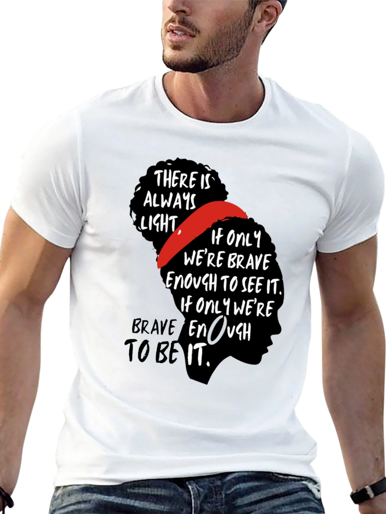 Inspirational Bravery Graphic Tee - Black