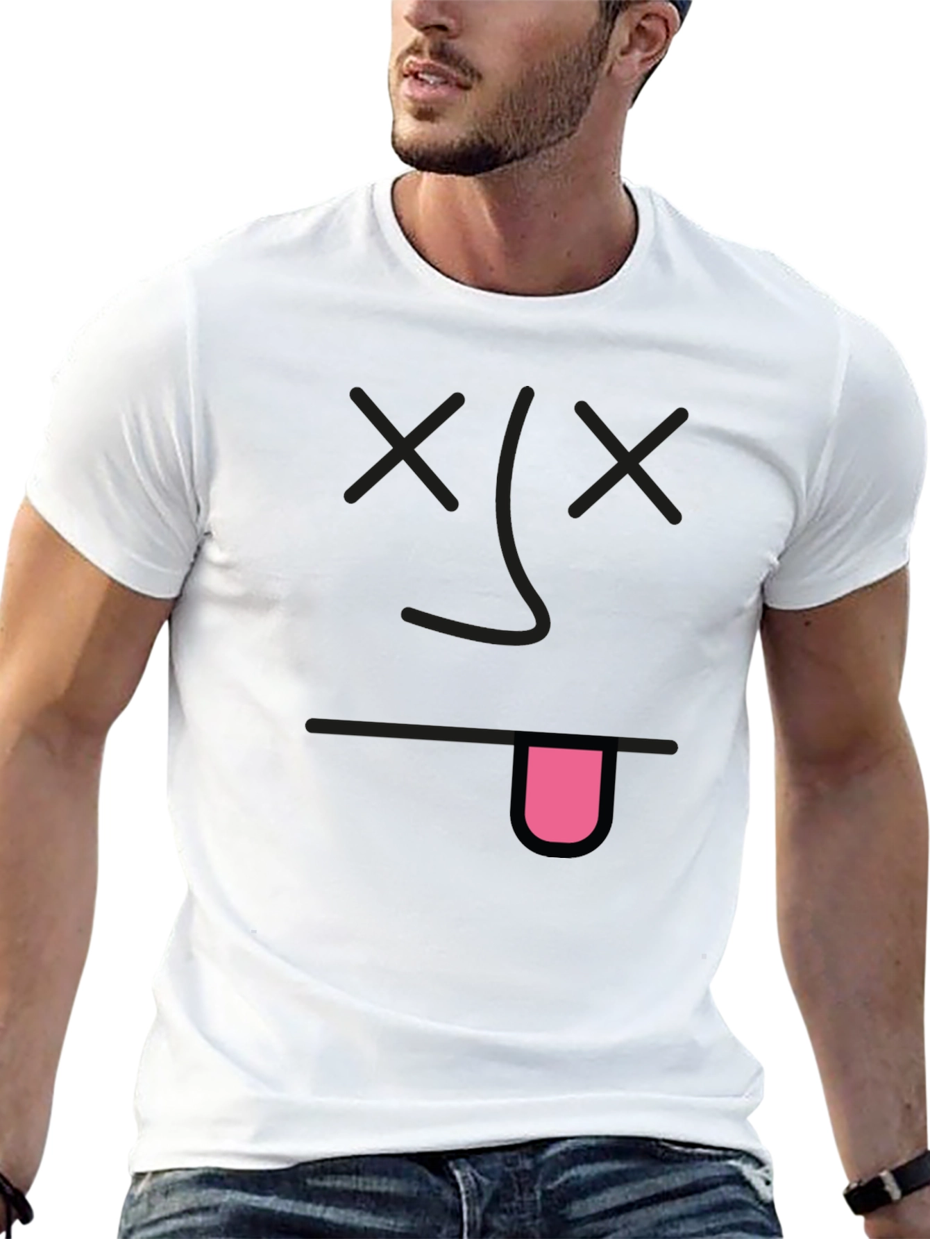 Funny Dead Face Graphic Black T-Shirt